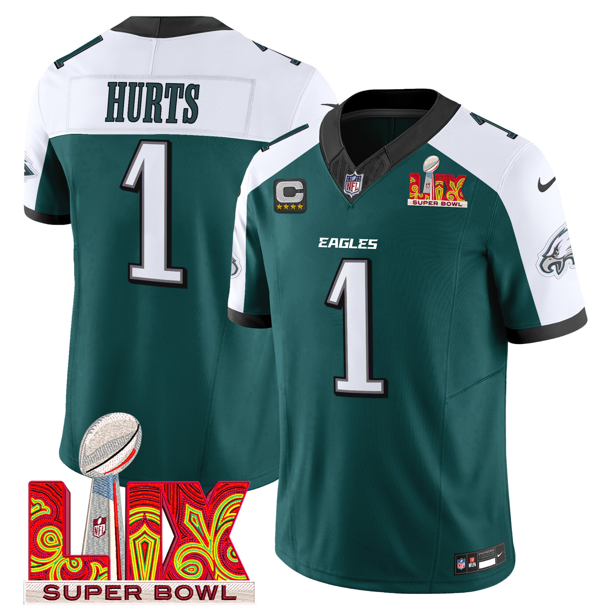Men's Philadelphia Eagles Super Bowl LIX Patch Vapor Limited Jersey - All Stitched - Image 30
