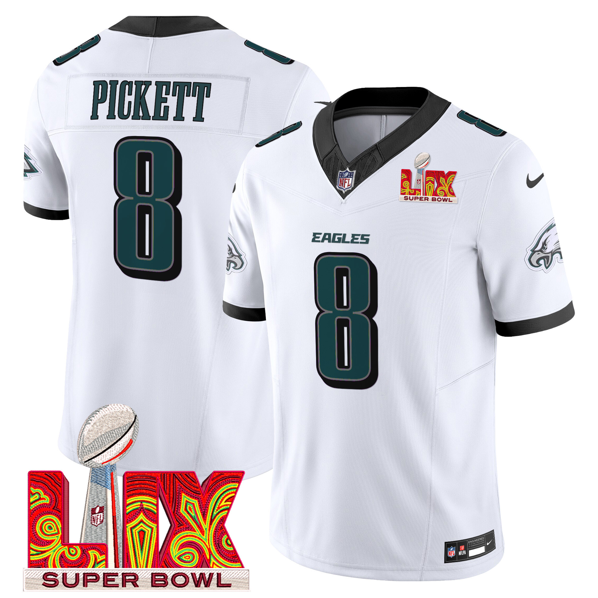 Men's Philadelphia Eagles Super Bowl LIX Patch Vapor Limited Jersey - All Stitched - Image 11