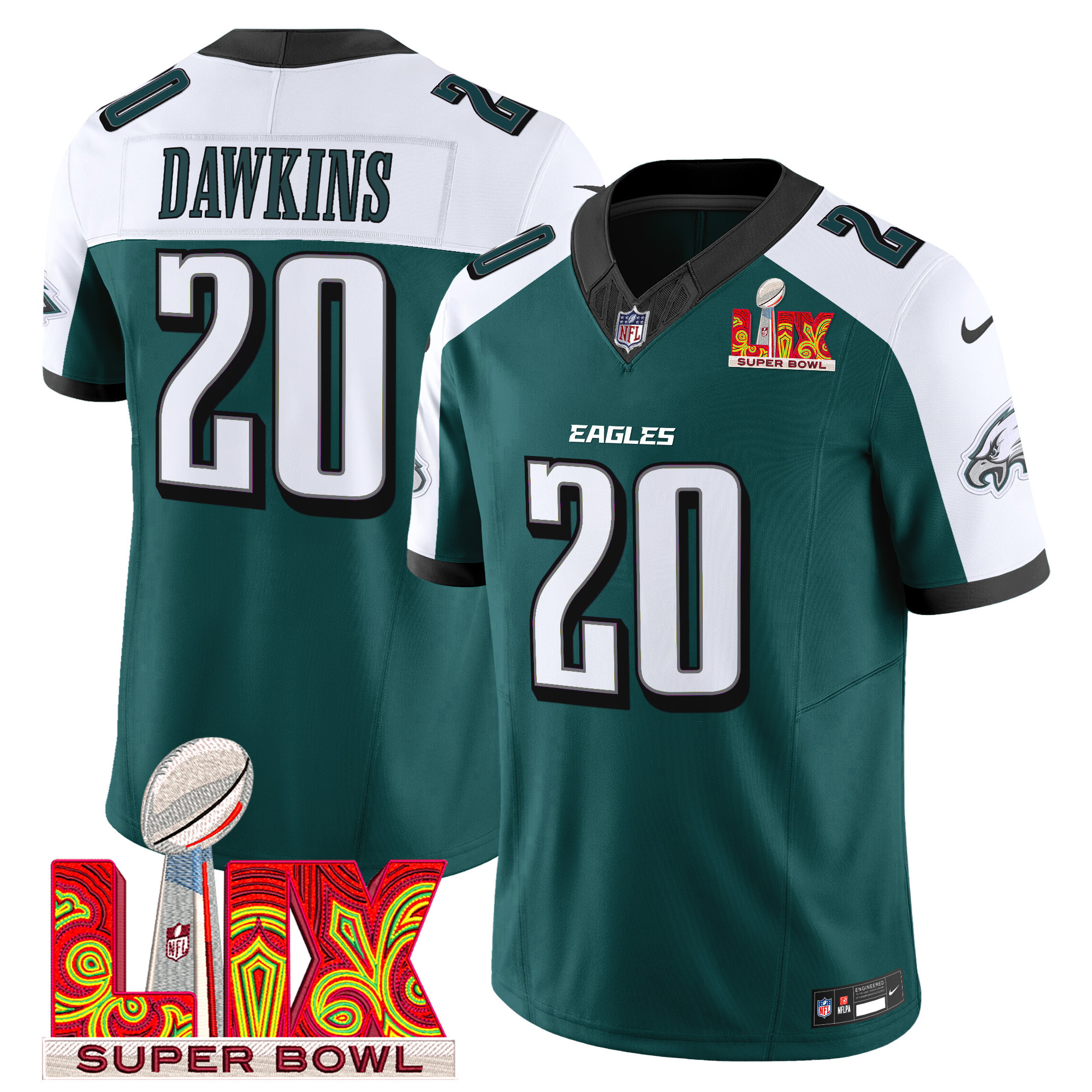 Men's Philadelphia Eagles Super Bowl LIX Patch Vapor Limited Jersey - All Stitched - Image 35