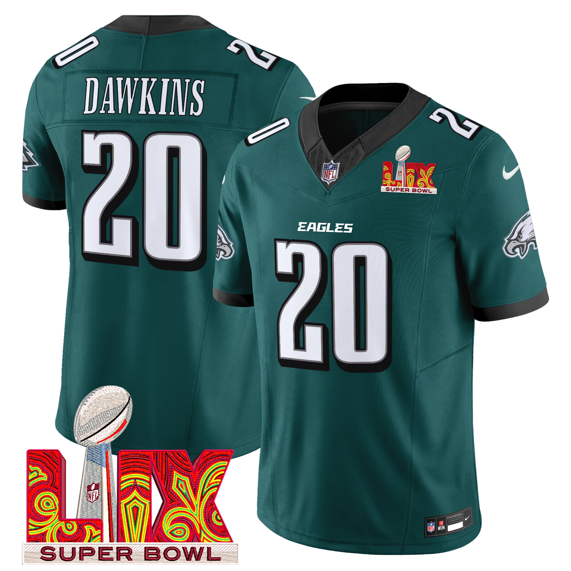 Men's Philadelphia Eagles Super Bowl LIX Patch Vapor Limited Jersey - All Stitched - Image 8