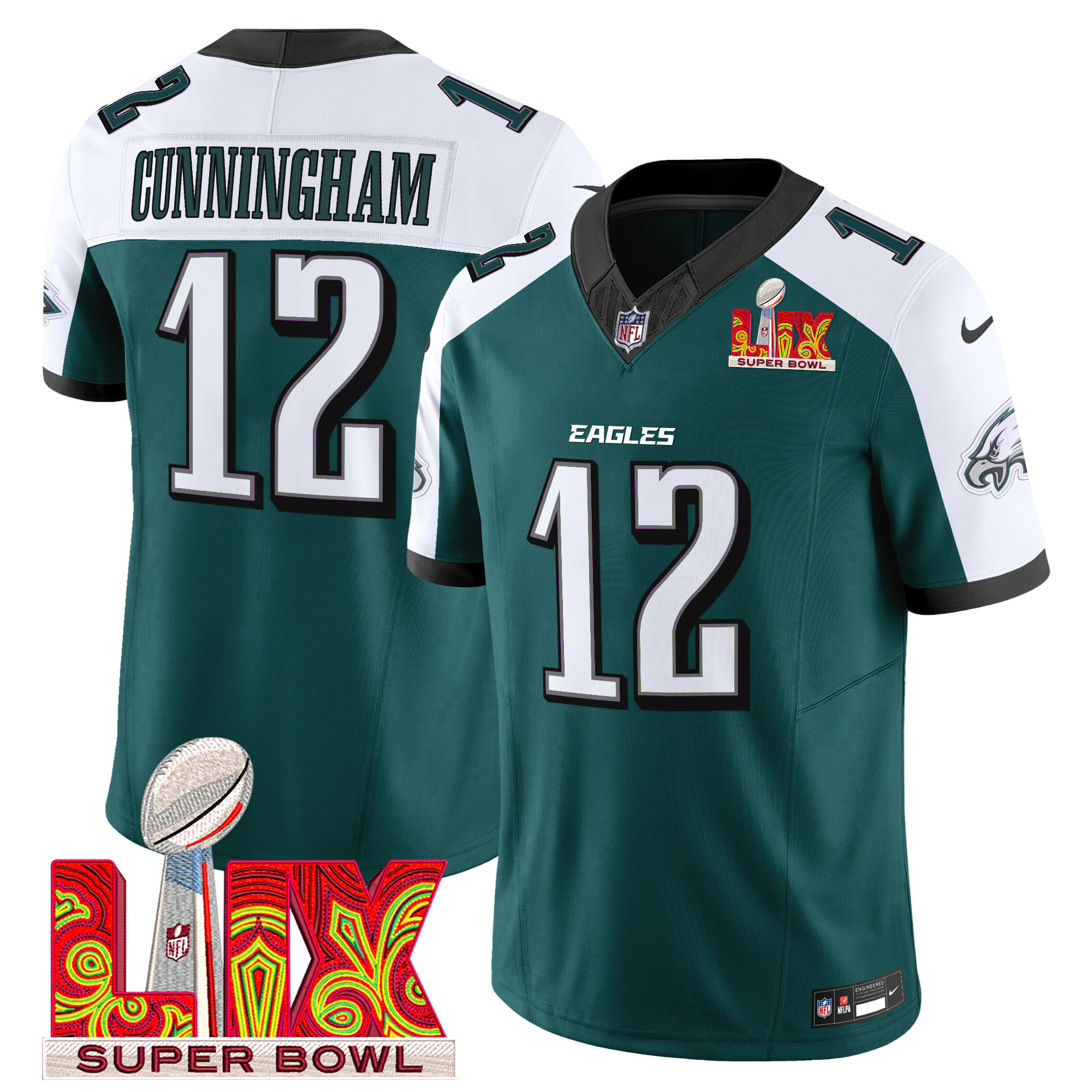 Men's Philadelphia Eagles Super Bowl LIX Patch Vapor Limited Jersey - All Stitched - Image 33