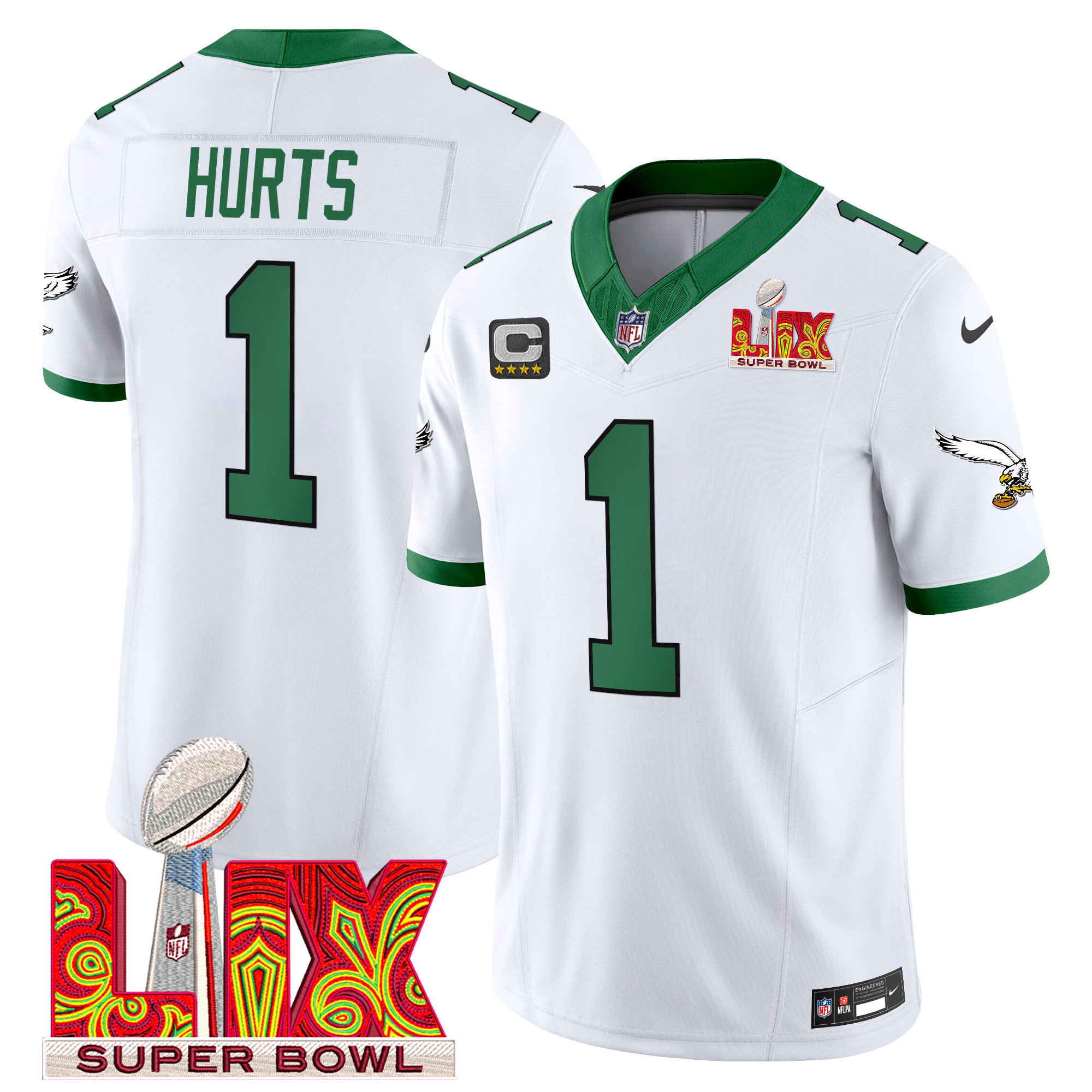 Men's Philadelphia Eagles Super Bowl LIX Patch Vapor Limited Jersey - All Stitched - Image 48