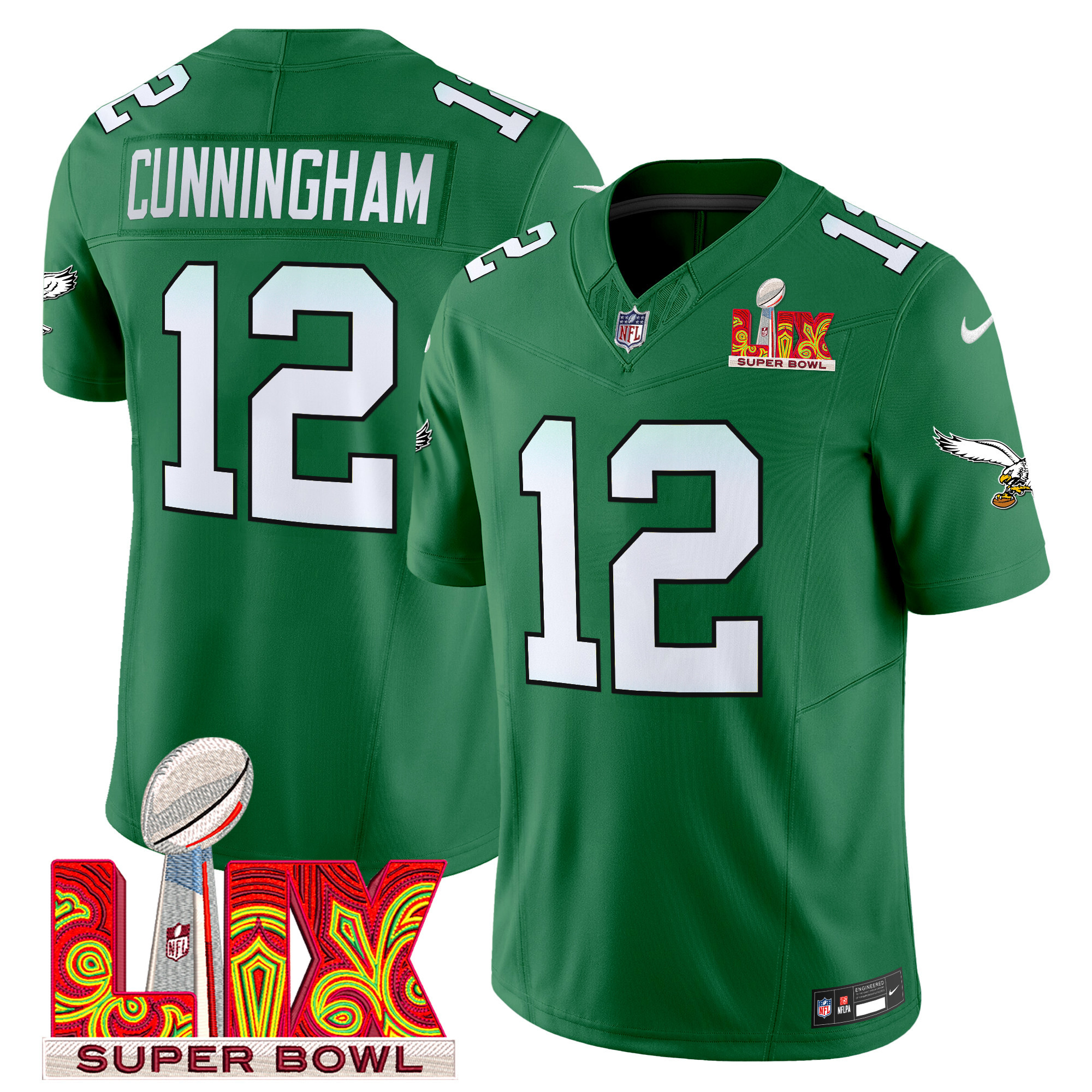 Men's Philadelphia Eagles Super Bowl LIX Patch Vapor Limited Jersey - All Stitched - Image 42