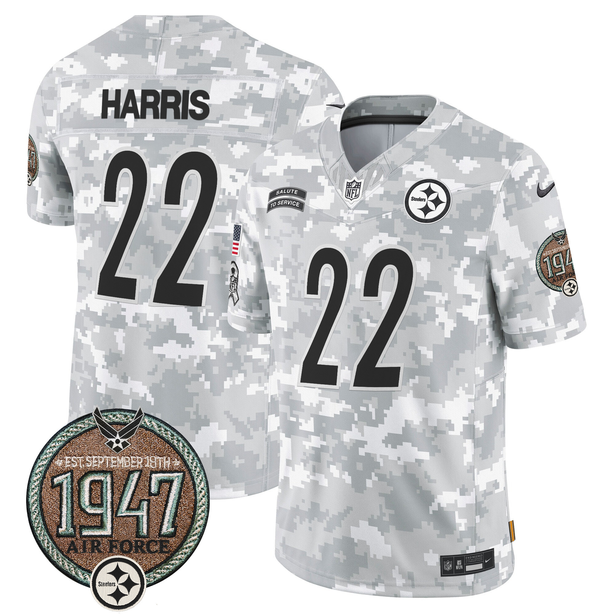 Men's Pittsburgh Steelers 2024 Salute to Service Establishment Year Patch Vapor Limited Jersey - All Stitched - Image 33