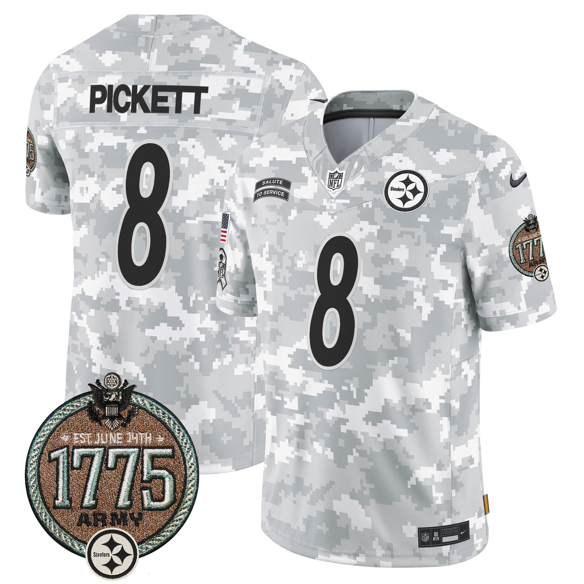 Men's Pittsburgh Steelers 2024 Salute to Service Establishment Year Patch Vapor Limited Jersey - All Stitched - Image 13