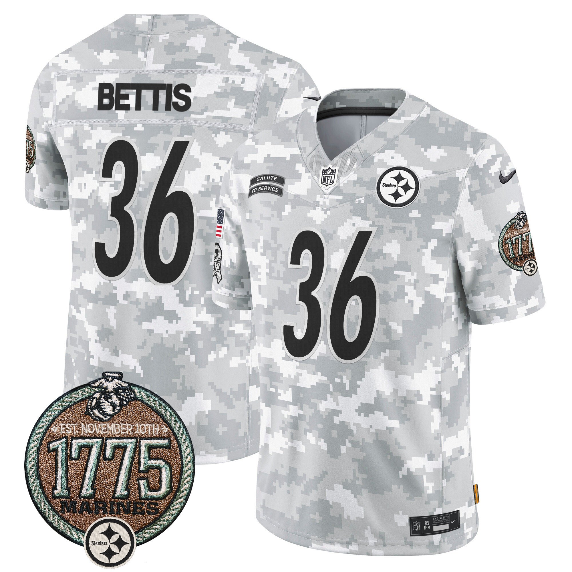 Men's Pittsburgh Steelers 2024 Salute to Service Establishment Year Patch Vapor Limited Jersey - All Stitched - Image 8