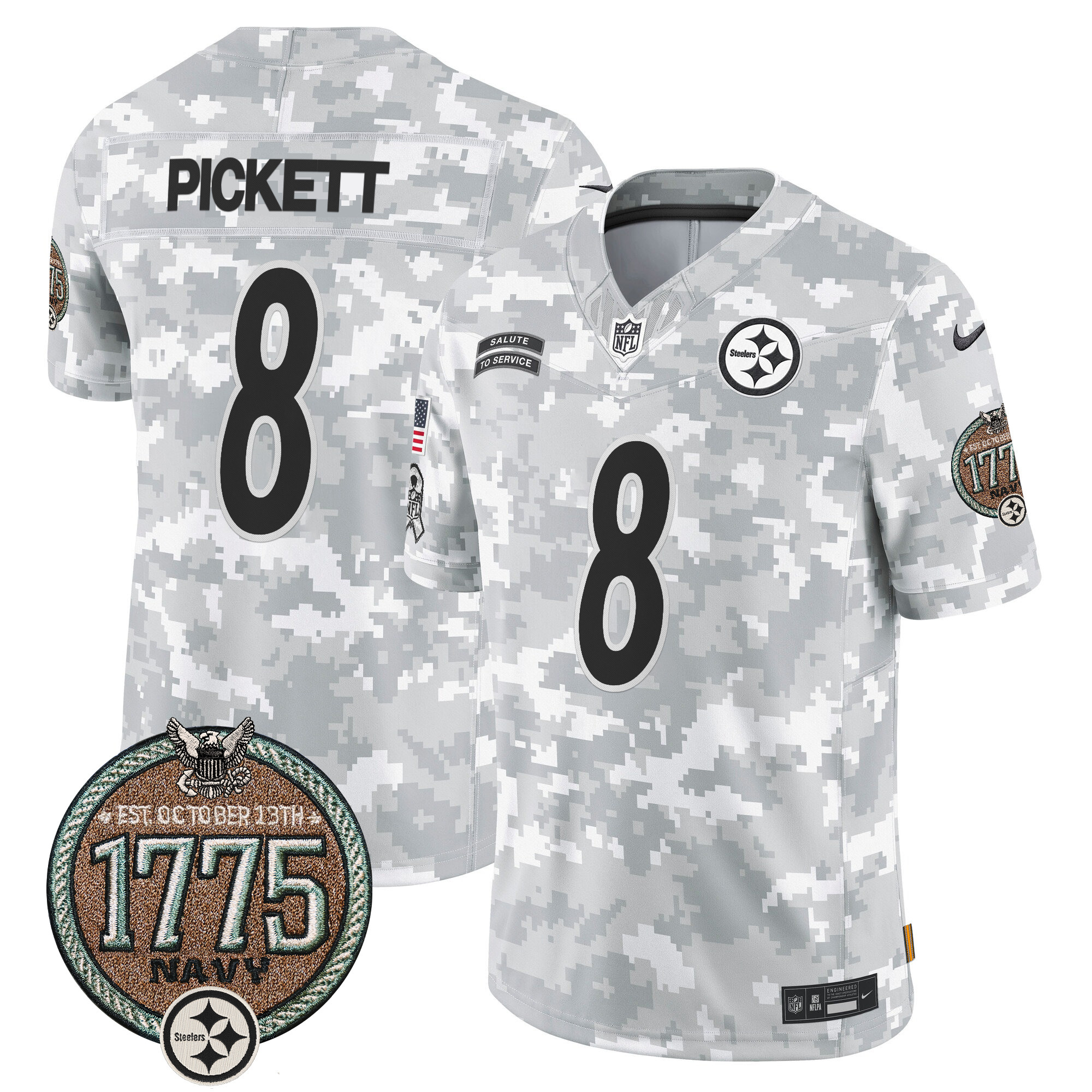 Men's Pittsburgh Steelers 2024 Salute to Service Establishment Year Patch Vapor Limited Jersey - All Stitched - Image 22