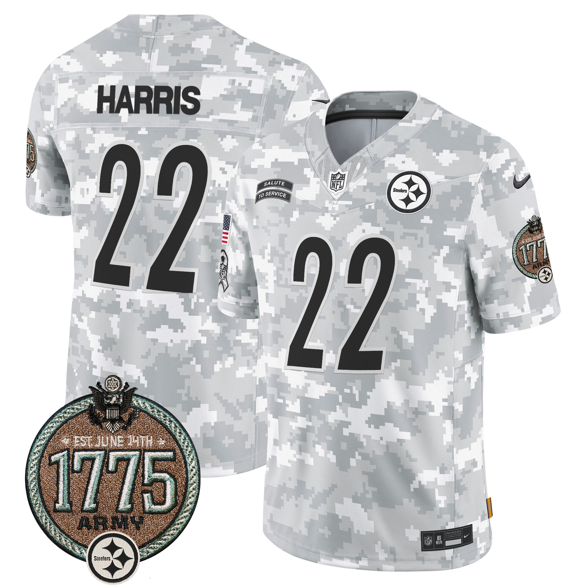 Men's Pittsburgh Steelers 2024 Salute to Service Establishment Year Patch Vapor Limited Jersey - All Stitched - Image 15