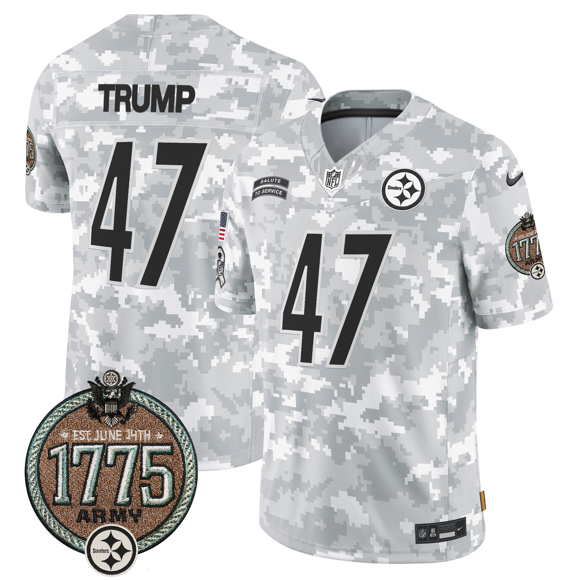 Men's Pittsburgh Steelers 2024 Salute to Service Establishment Year Patch Vapor Limited Jersey - All Stitched - Image 18