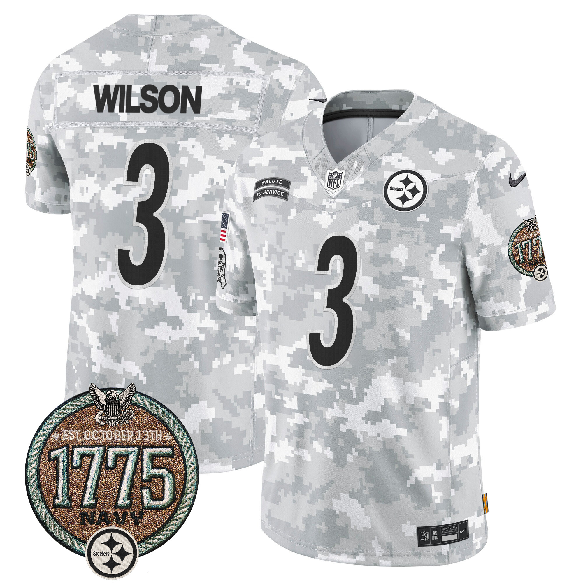 Men's Pittsburgh Steelers 2024 Salute to Service Establishment Year Patch Vapor Limited Jersey - All Stitched - Image 19