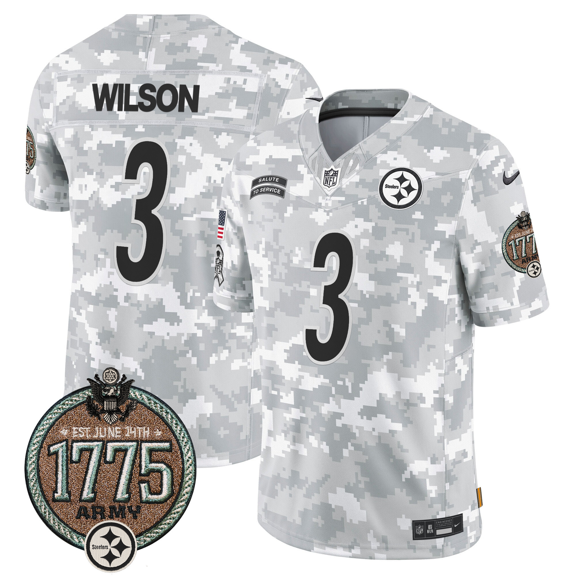 Men's Pittsburgh Steelers 2024 Salute to Service Establishment Year Patch Vapor Limited Jersey - All Stitched - Image 10