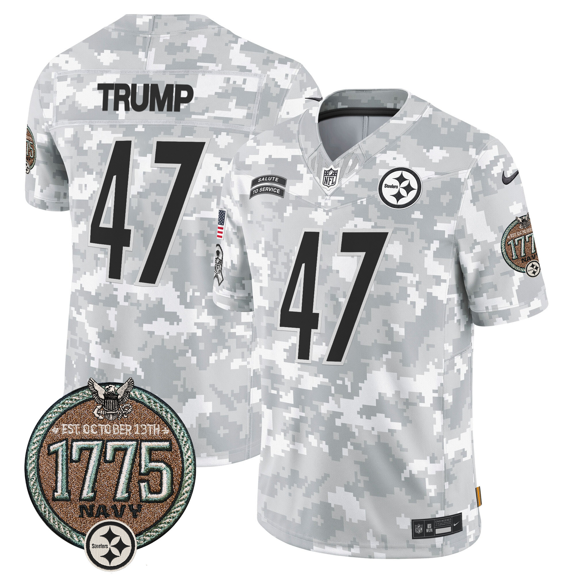 Men's Pittsburgh Steelers 2024 Salute to Service Establishment Year Patch Vapor Limited Jersey - All Stitched - Image 27