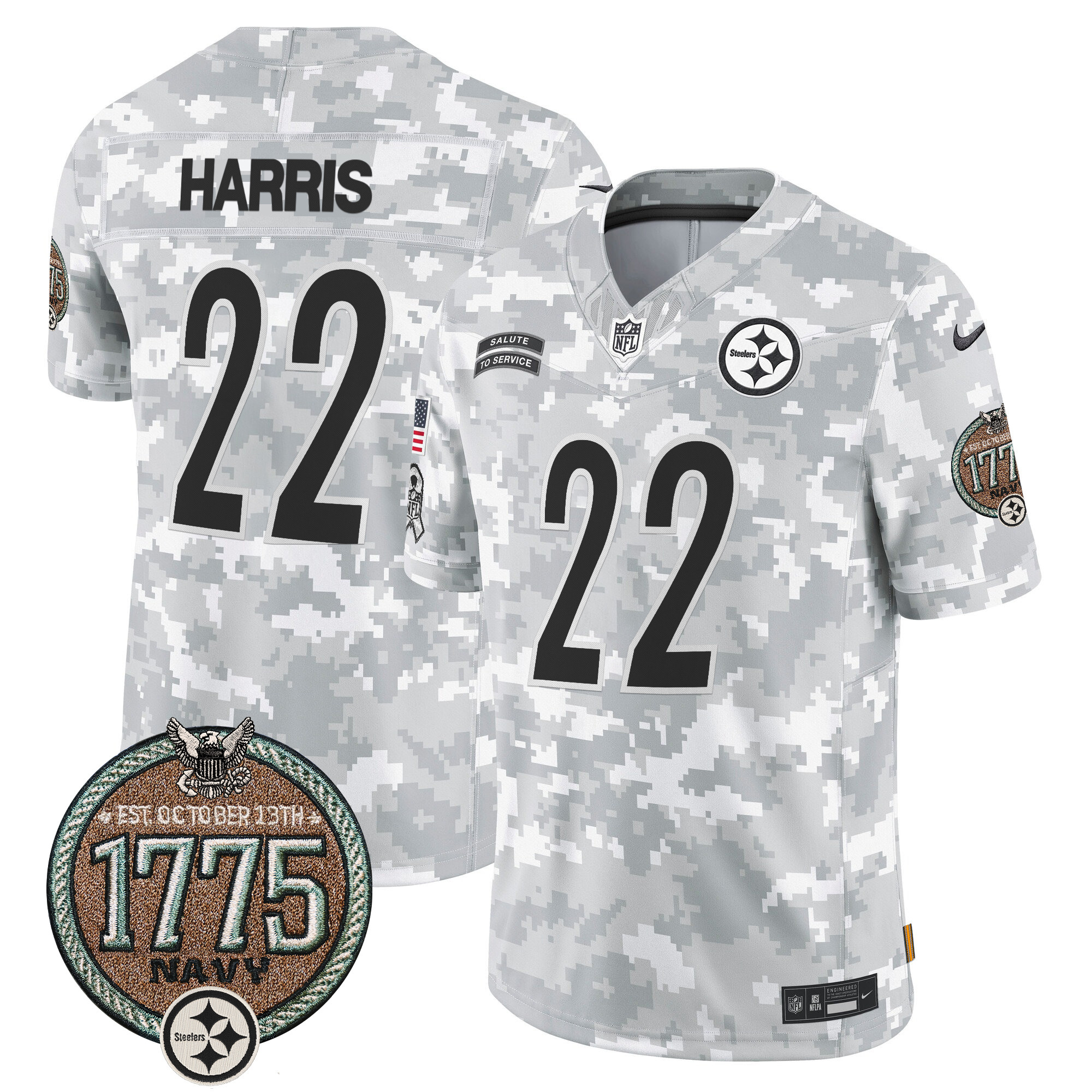 Men's Pittsburgh Steelers 2024 Salute to Service Establishment Year Patch Vapor Limited Jersey - All Stitched - Image 24