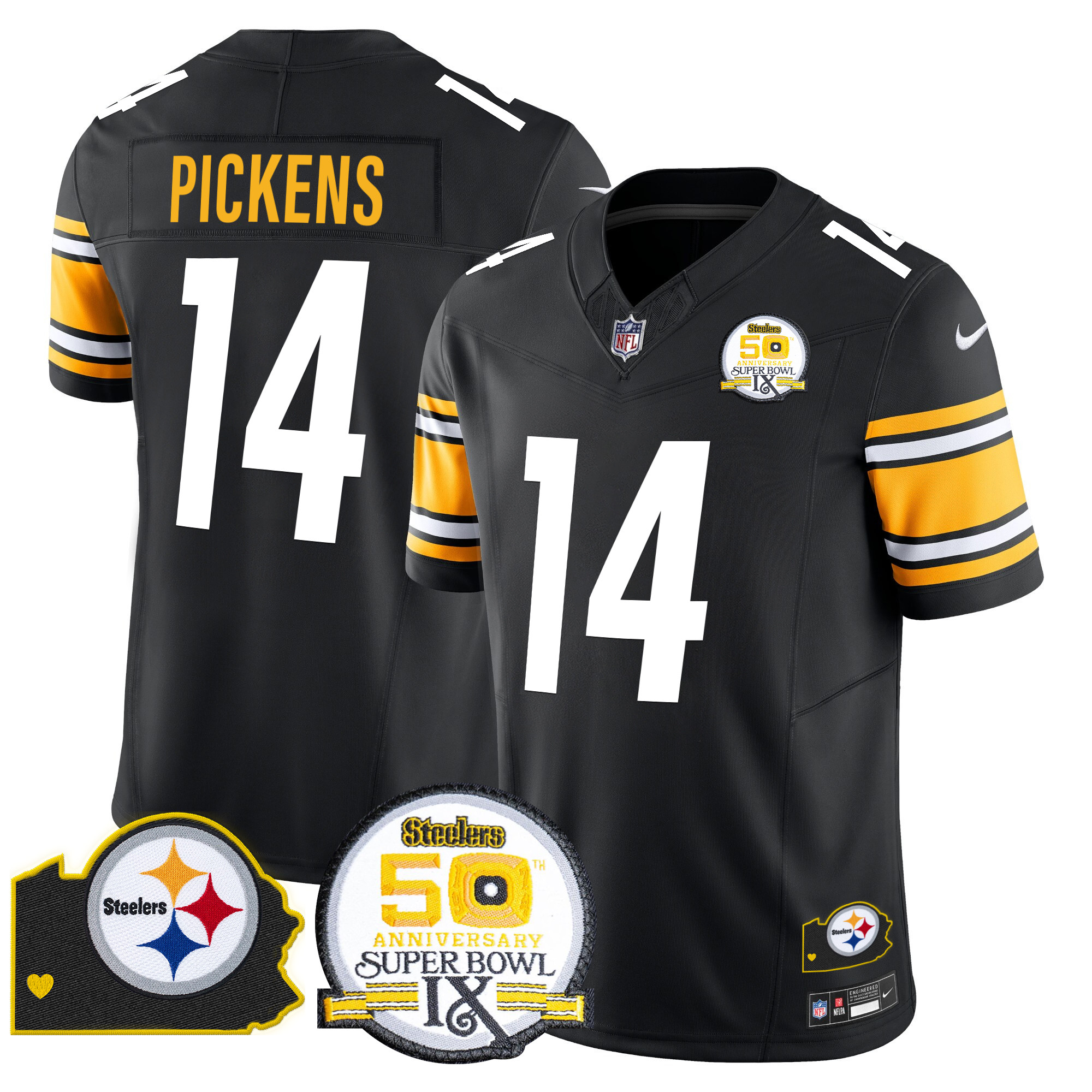Men's Pittsburgh Steelers 50th Anniversary Of Super Bowl IX & Map Patch Vapor Limited Jersey - All Stitched - Image 21