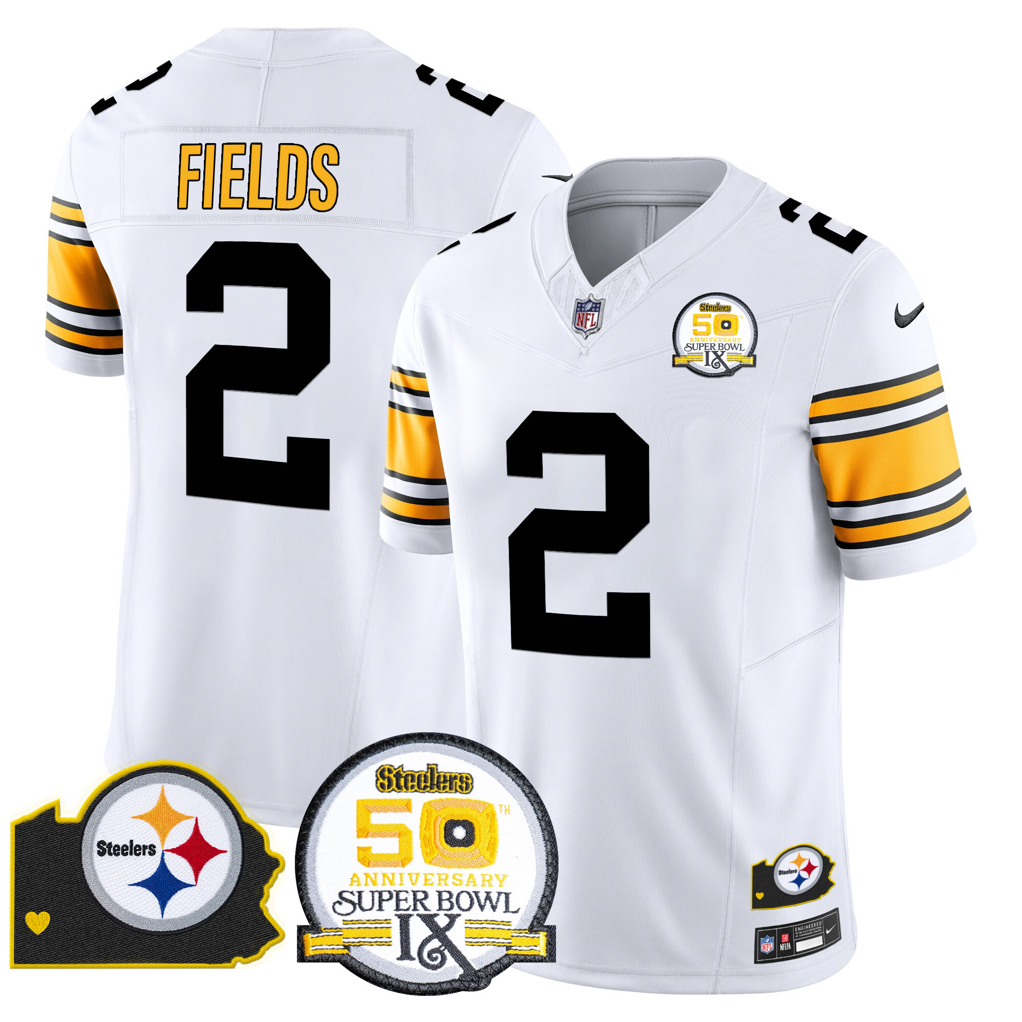 Men's Pittsburgh Steelers 50th Anniversary Of Super Bowl IX & Map Patch Vapor Limited Jersey - All Stitched - Image 10