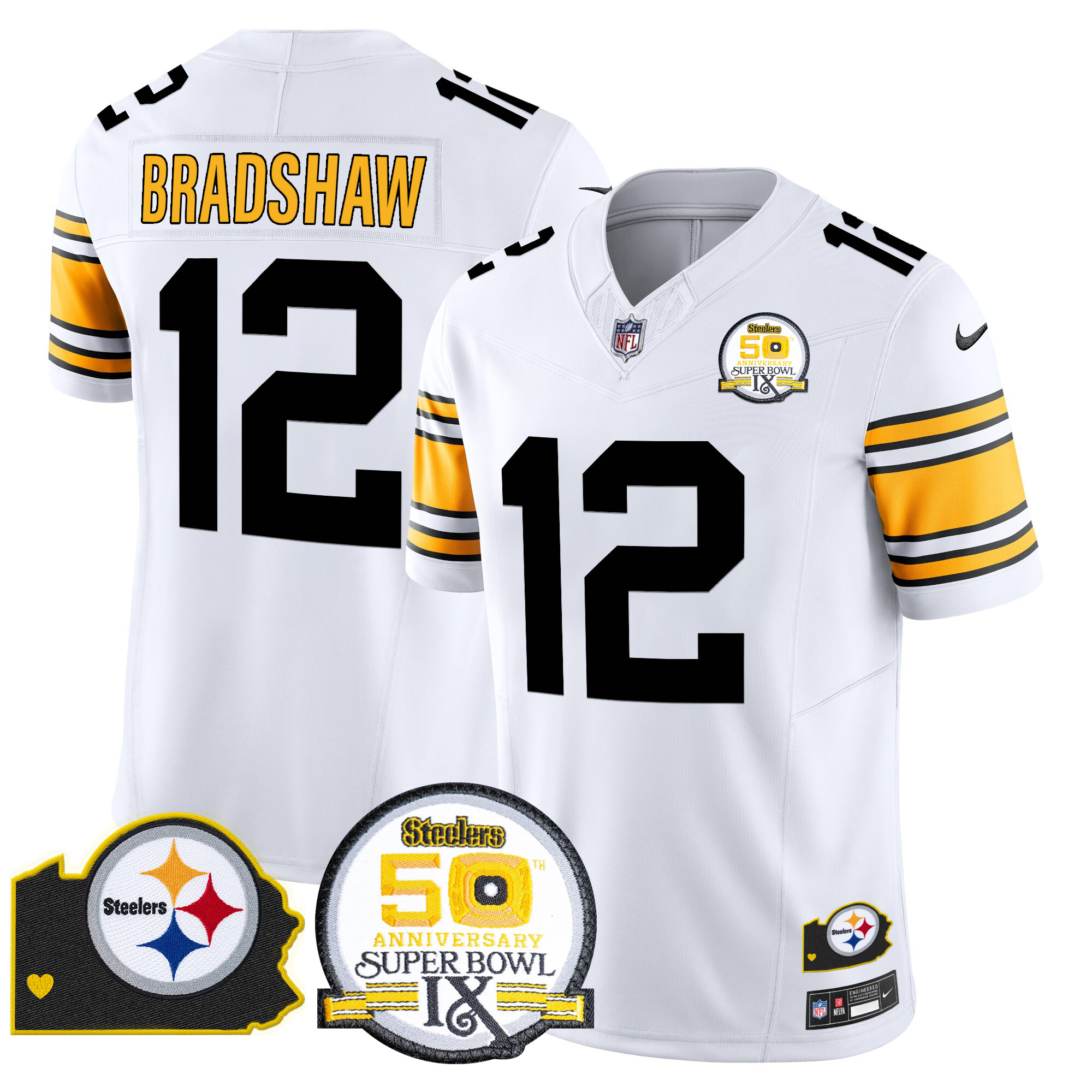 Men's Pittsburgh Steelers 50th Anniversary Of Super Bowl IX & Map Patch Vapor Limited Jersey - All Stitched - Image 15