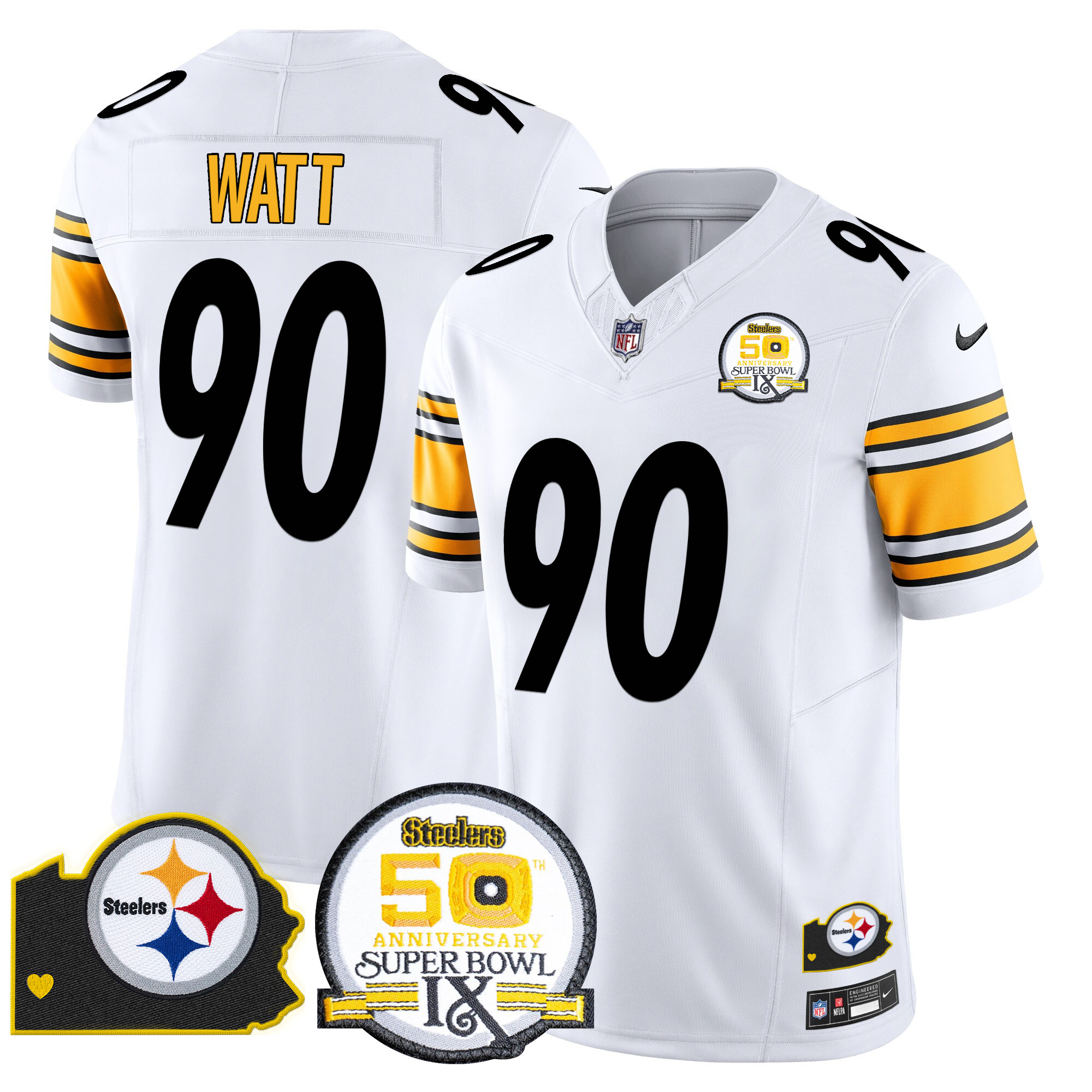 Men's Pittsburgh Steelers 50th Anniversary Of Super Bowl IX & Map Patch Vapor Limited Jersey - All Stitched - Image 29