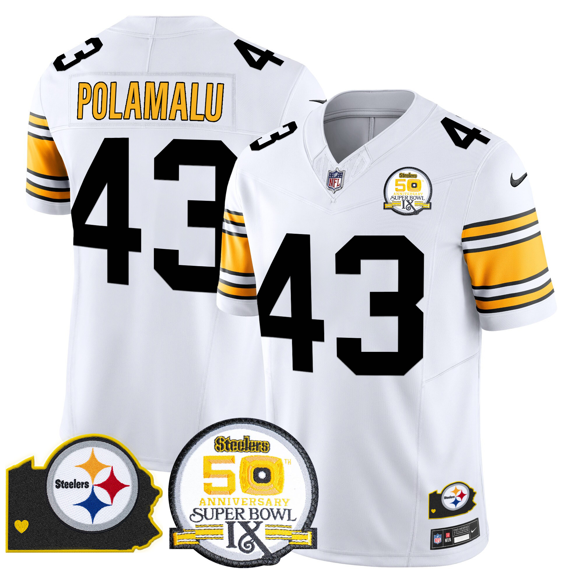Men's Pittsburgh Steelers 50th Anniversary Of Super Bowl IX & Map Patch Vapor Limited Jersey - All Stitched - Image 14