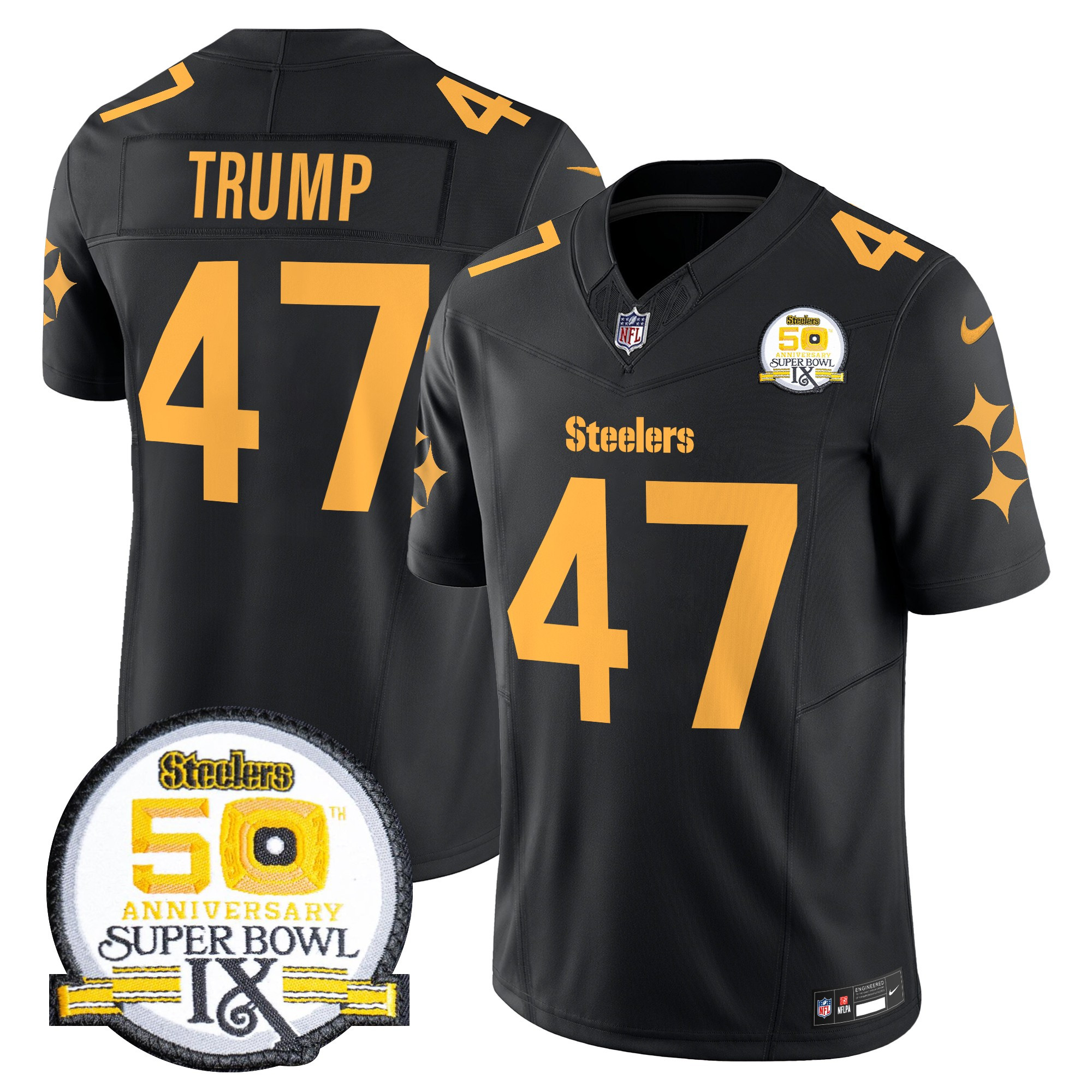 Men's Pittsburgh Steelers 50th Anniversary Of Super Bowl IX Patch Vapor Limited Jersey V2 - All Stitched - Image 10