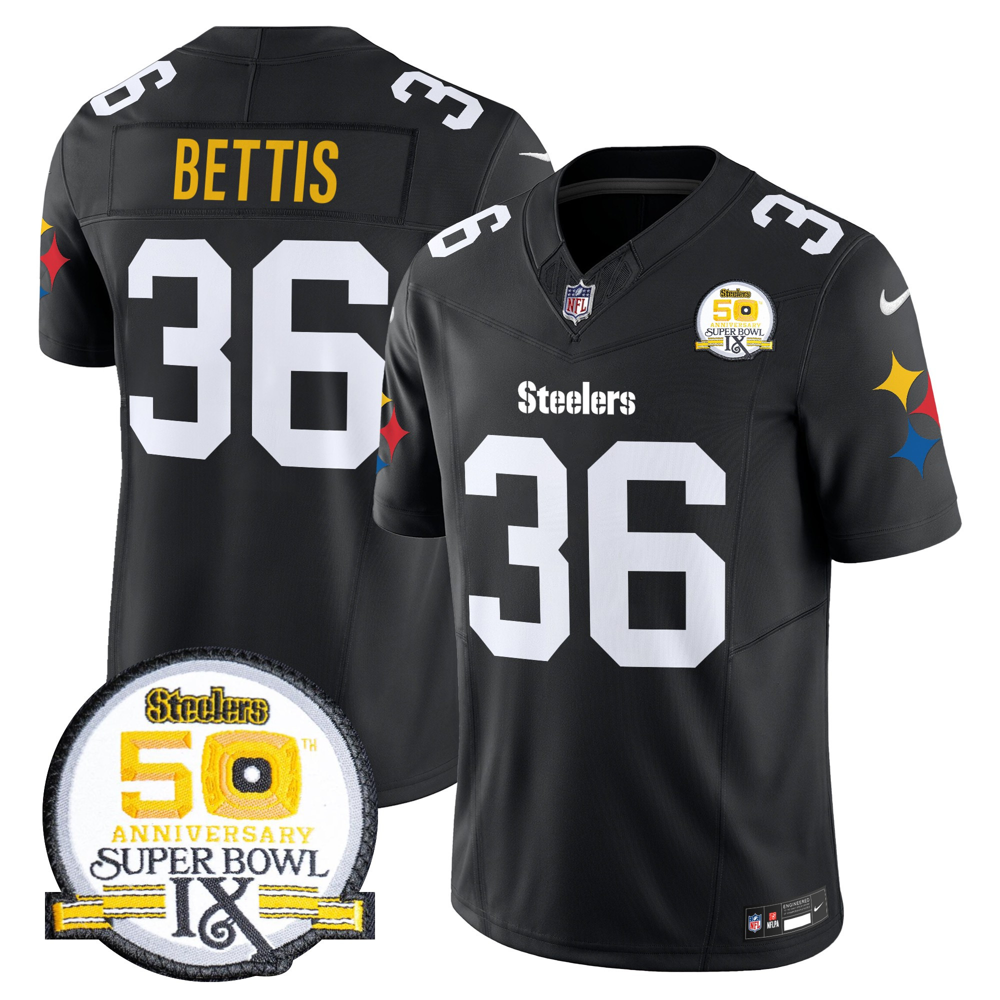 Men's Pittsburgh Steelers 50th Anniversary Of Super Bowl IX Patch Vapor Limited Jersey V2 - All Stitched - Image 18