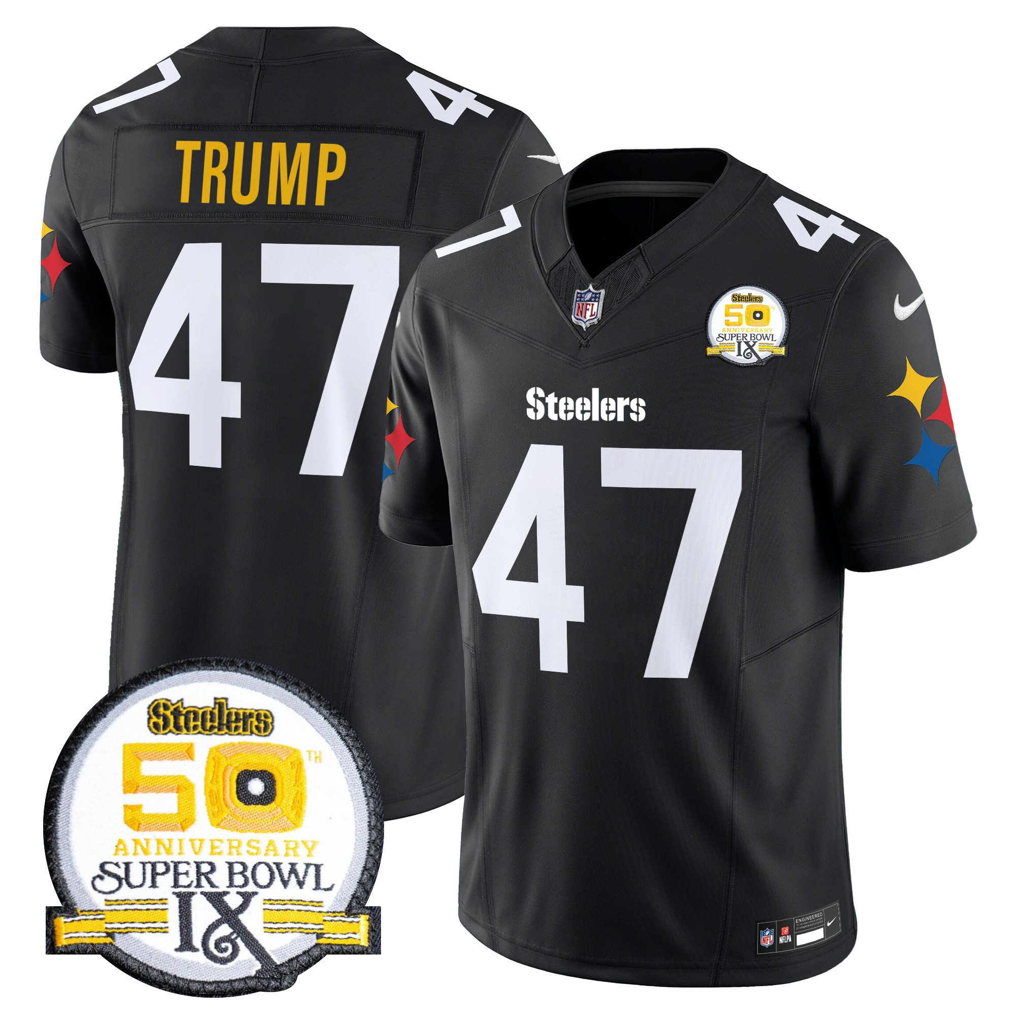 Men's Pittsburgh Steelers 50th Anniversary Of Super Bowl IX Patch Vapor Limited Jersey V2 - All Stitched - Image 20