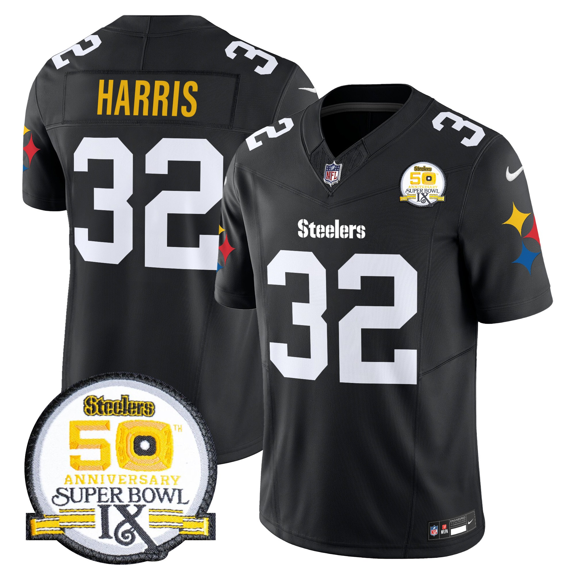 Men's Pittsburgh Steelers 50th Anniversary Of Super Bowl IX Patch Vapor Limited Jersey V2 - All Stitched - Image 17