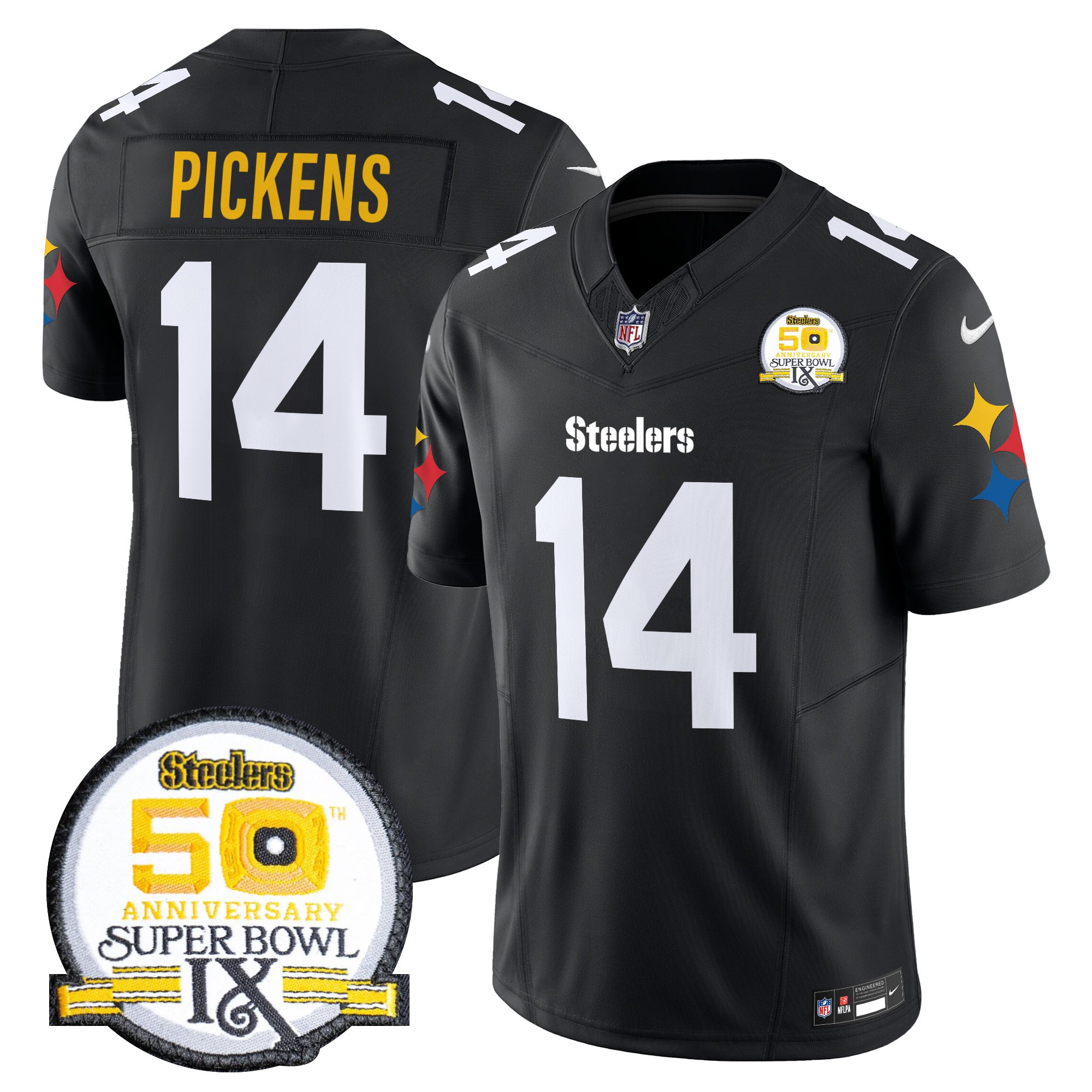 Men's Pittsburgh Steelers 50th Anniversary Of Super Bowl IX Patch Vapor Limited Jersey V2 - All Stitched - Image 13