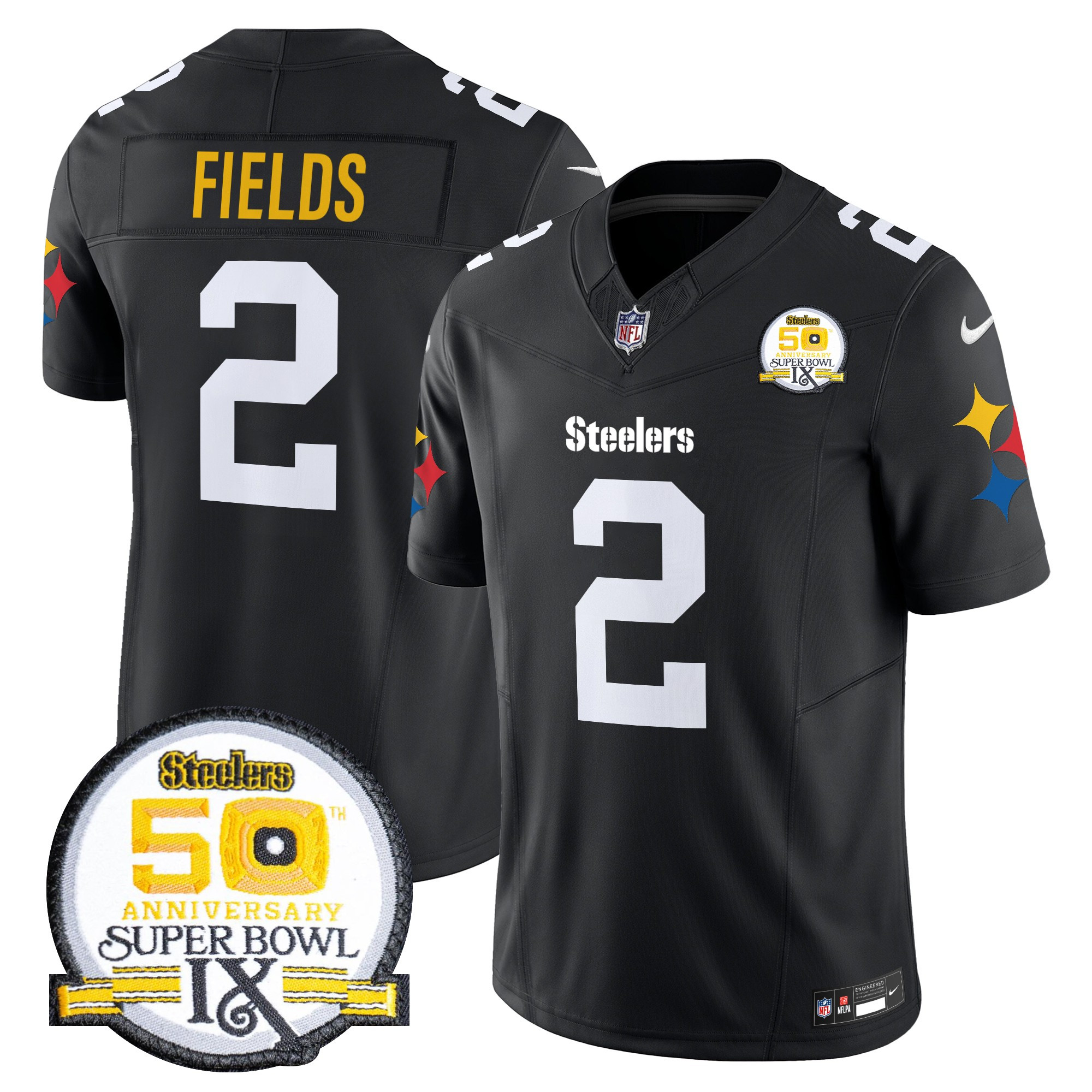 Men's Pittsburgh Steelers 50th Anniversary Of Super Bowl IX Patch Vapor Limited Jersey V2 - All Stitched - Image 11
