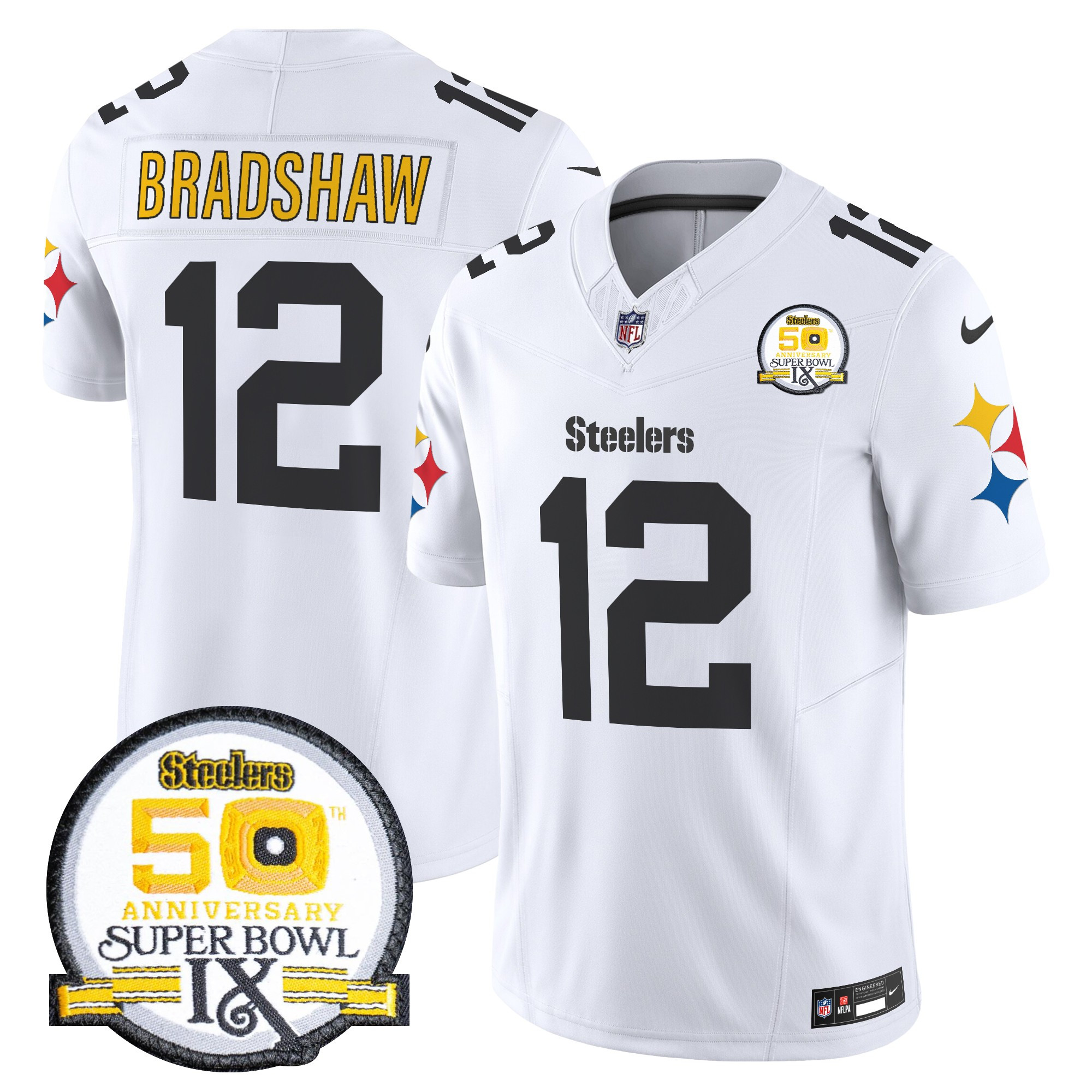 Men's Pittsburgh Steelers 50th Anniversary Of Super Bowl IX Patch Vapor Limited Jersey V2 - All Stitched - Image 26