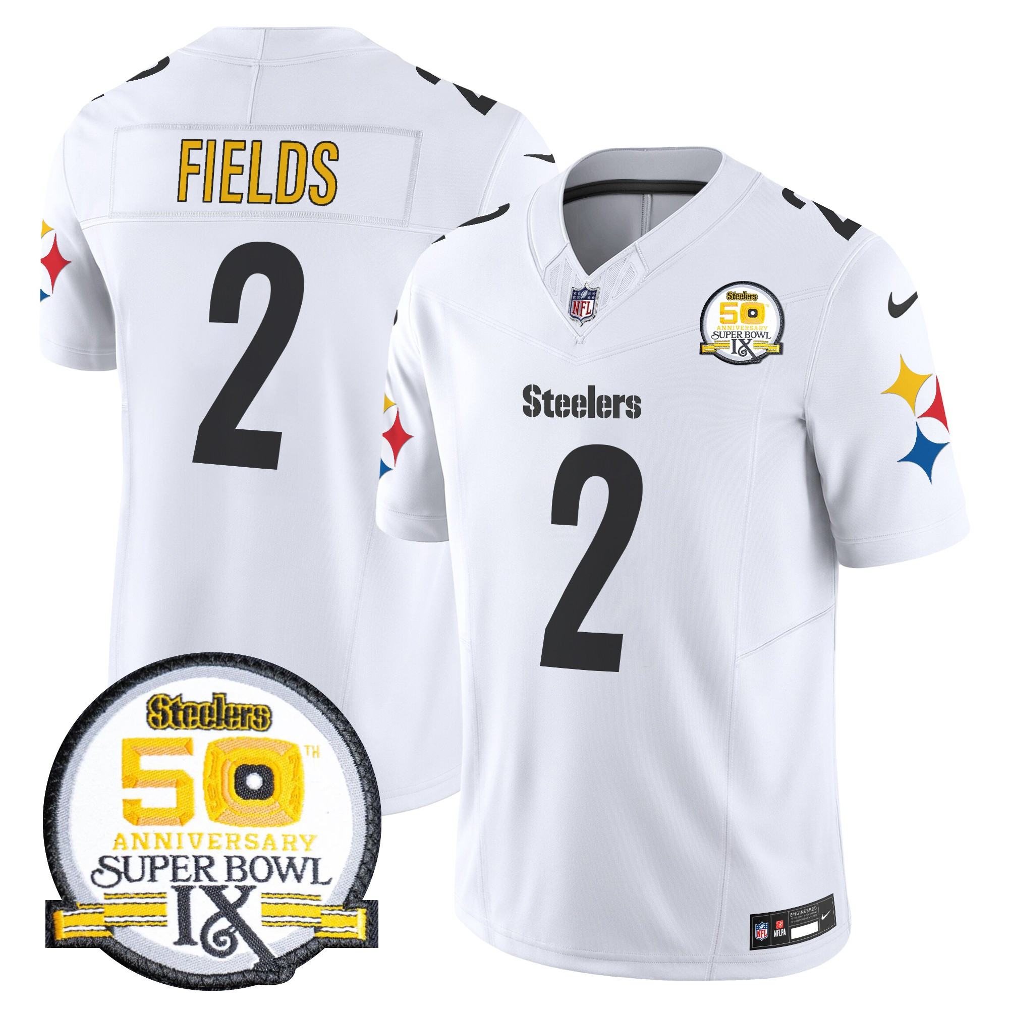 Men's Pittsburgh Steelers 50th Anniversary Of Super Bowl IX Patch Vapor Limited Jersey V2 - All Stitched - Image 41