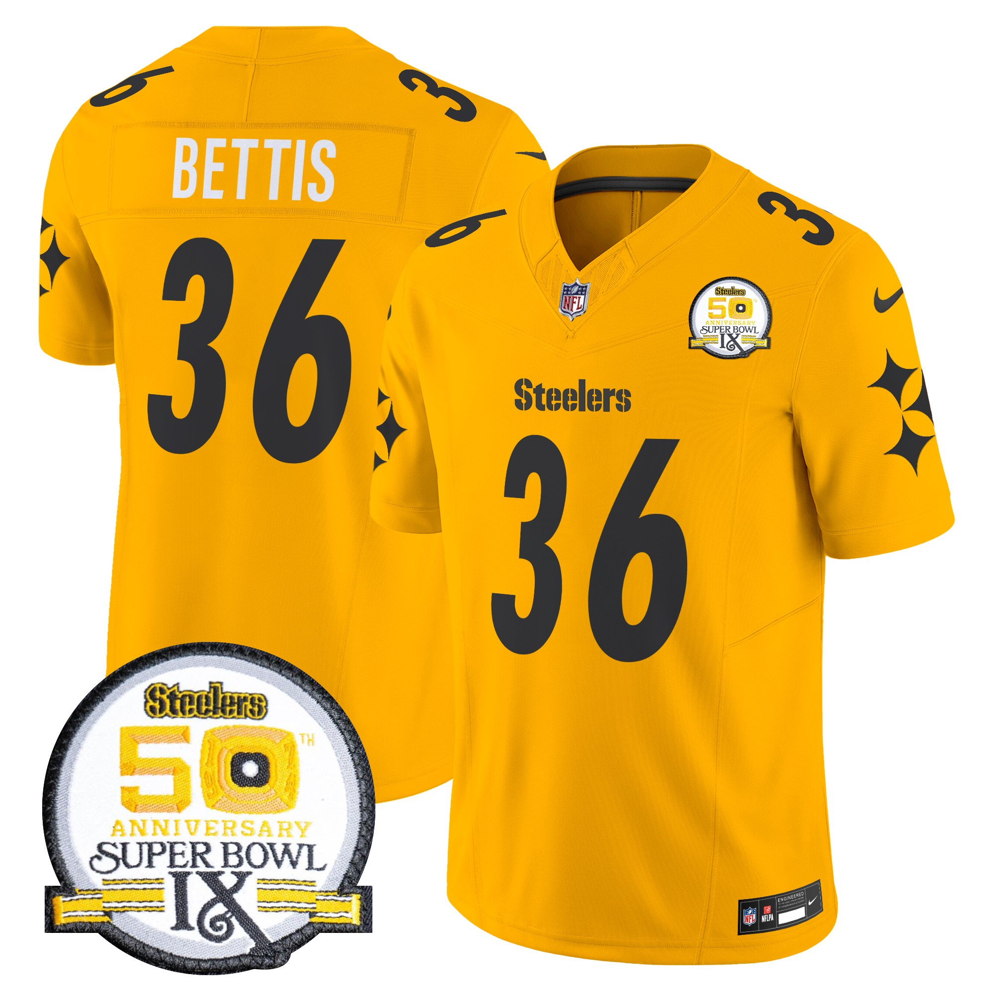 Men's Pittsburgh Steelers 50th Anniversary Of Super Bowl IX Patch Vapor Limited Jersey V2 - All Stitched - Image 58