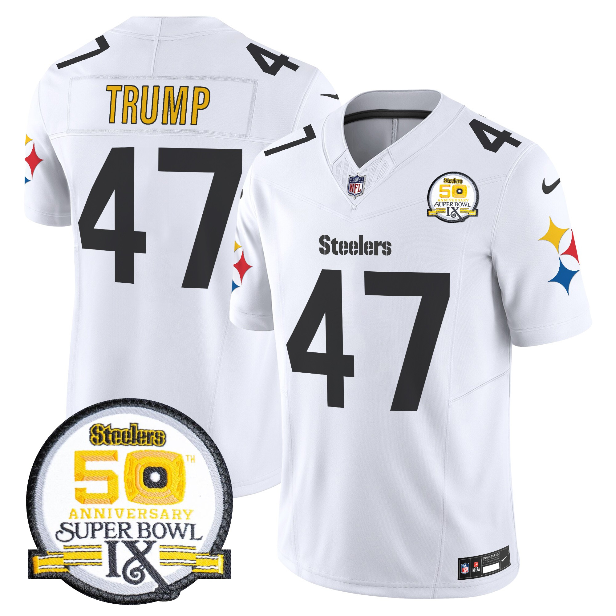 Men's Pittsburgh Steelers 50th Anniversary Of Super Bowl IX Patch Vapor Limited Jersey V2 - All Stitched - Image 30