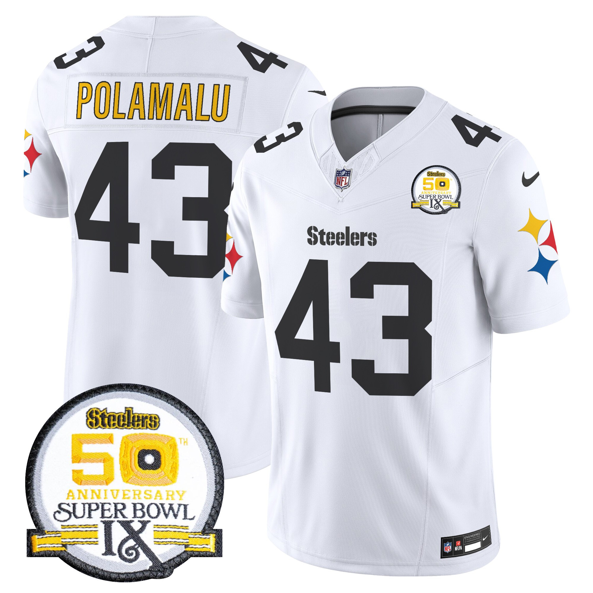 Men's Pittsburgh Steelers 50th Anniversary Of Super Bowl IX Patch Vapor Limited Jersey V2 - All Stitched - Image 25