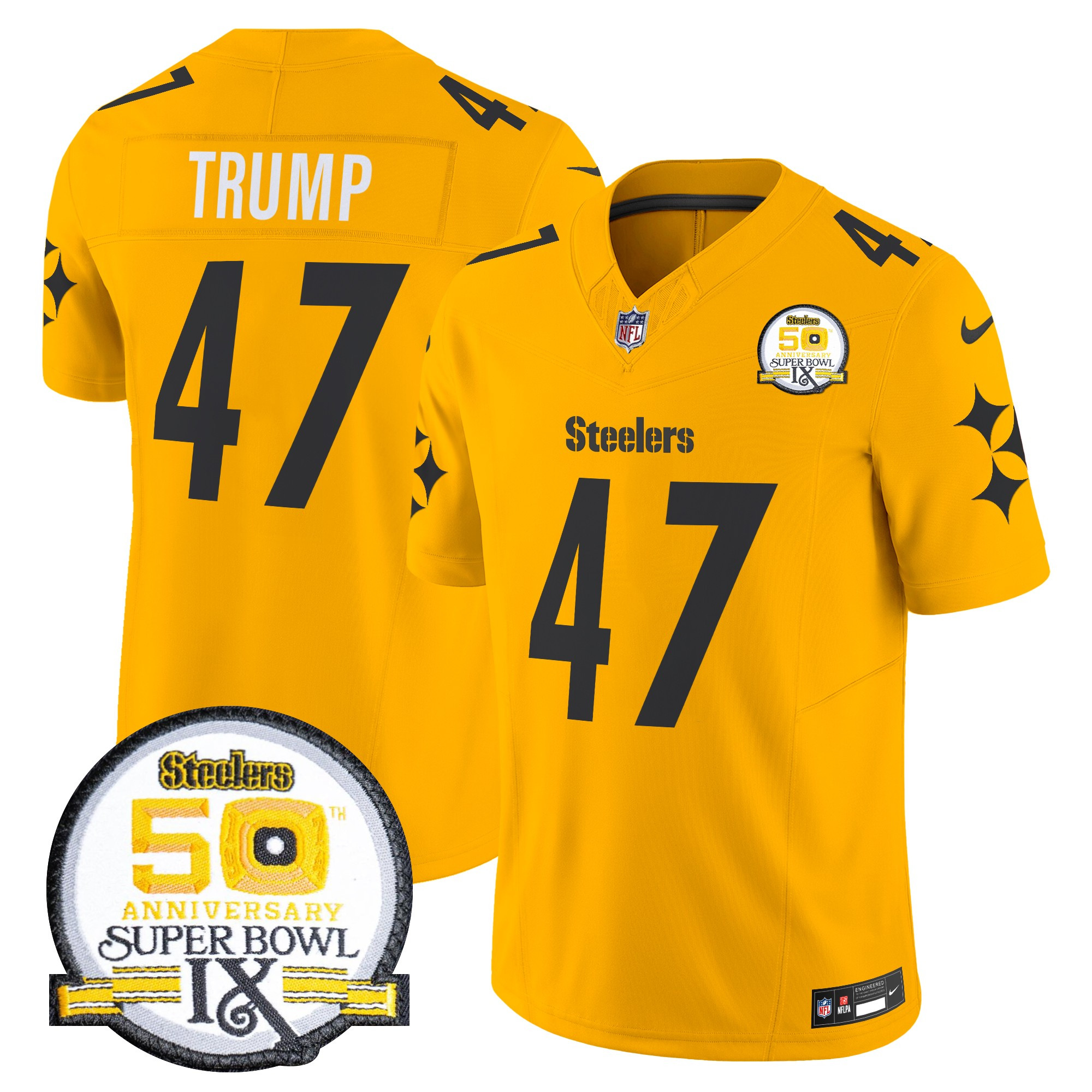 Men's Pittsburgh Steelers 50th Anniversary Of Super Bowl IX Patch Vapor Limited Jersey V2 - All Stitched - Image 60