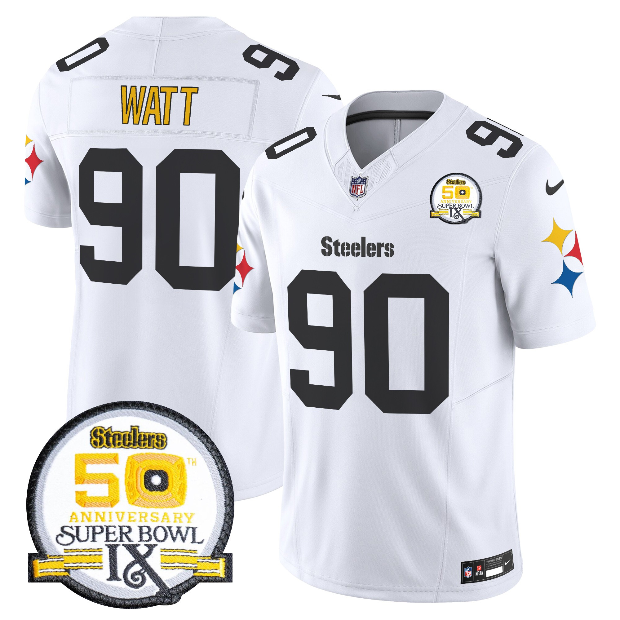 Men's Pittsburgh Steelers 50th Anniversary Of Super Bowl IX Patch Vapor Limited Jersey V2 - All Stitched - Image 22