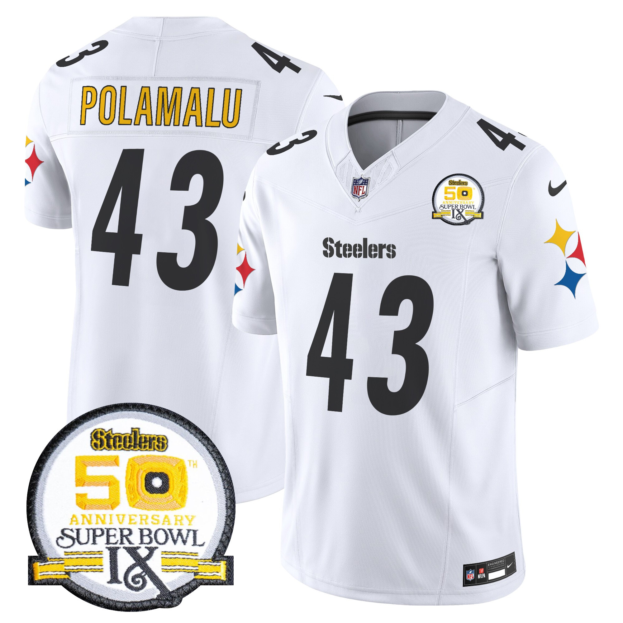 Men's Pittsburgh Steelers 50th Anniversary Of Super Bowl IX Patch Vapor Limited Jersey V2 - All Stitched - Image 45