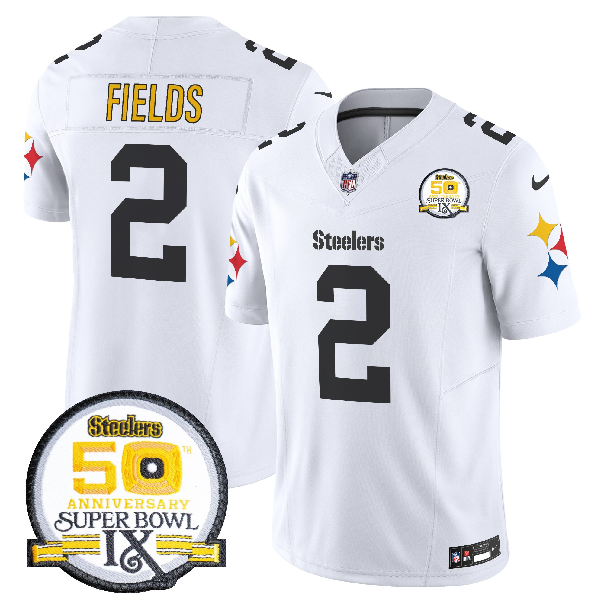 Men's Pittsburgh Steelers 50th Anniversary Of Super Bowl IX Patch Vapor Limited Jersey V2 - All Stitched - Image 21