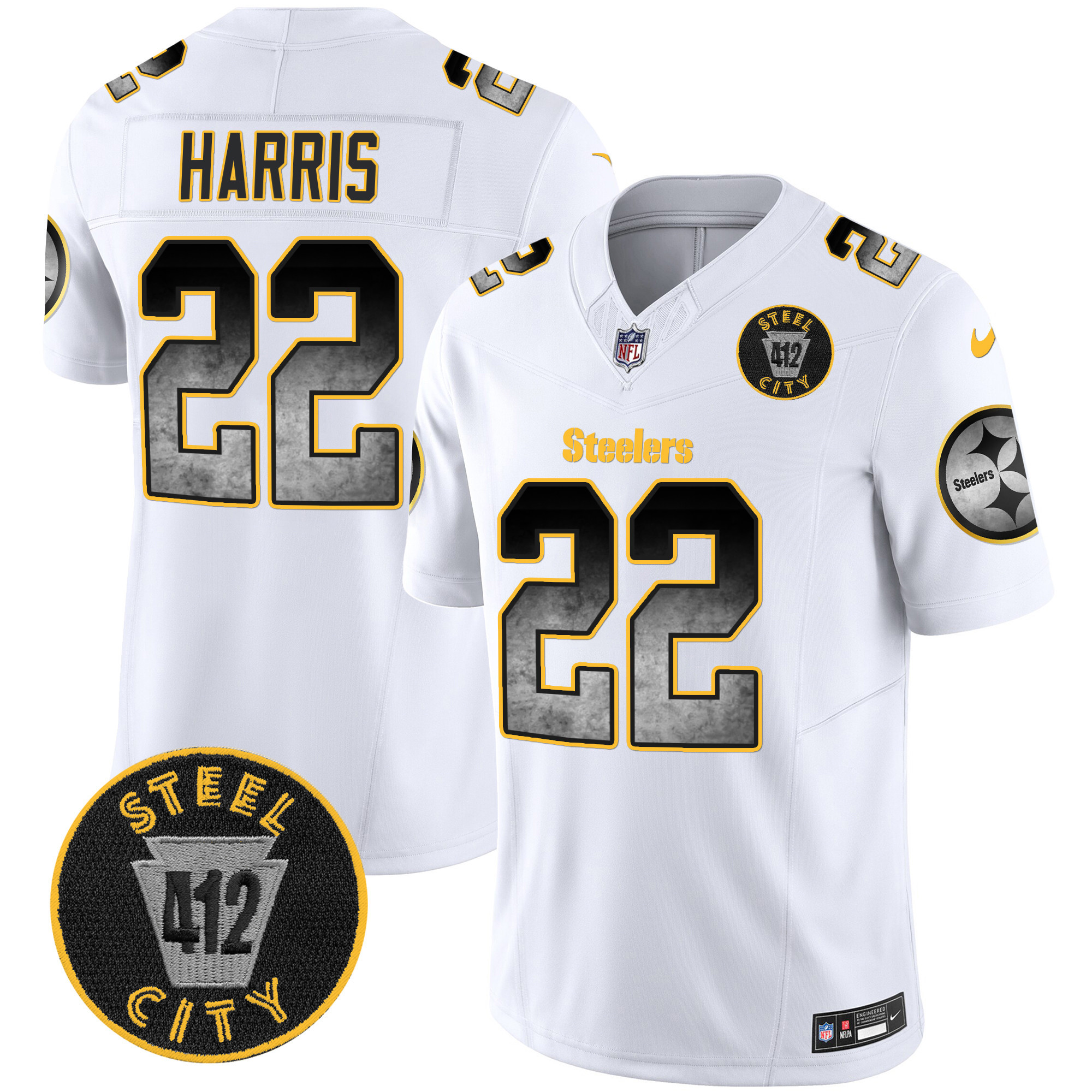 Men's Pittsburgh Steelers Arch Smoke 412 Patch Vapor Limited Jersey - All Stitched - Image 22