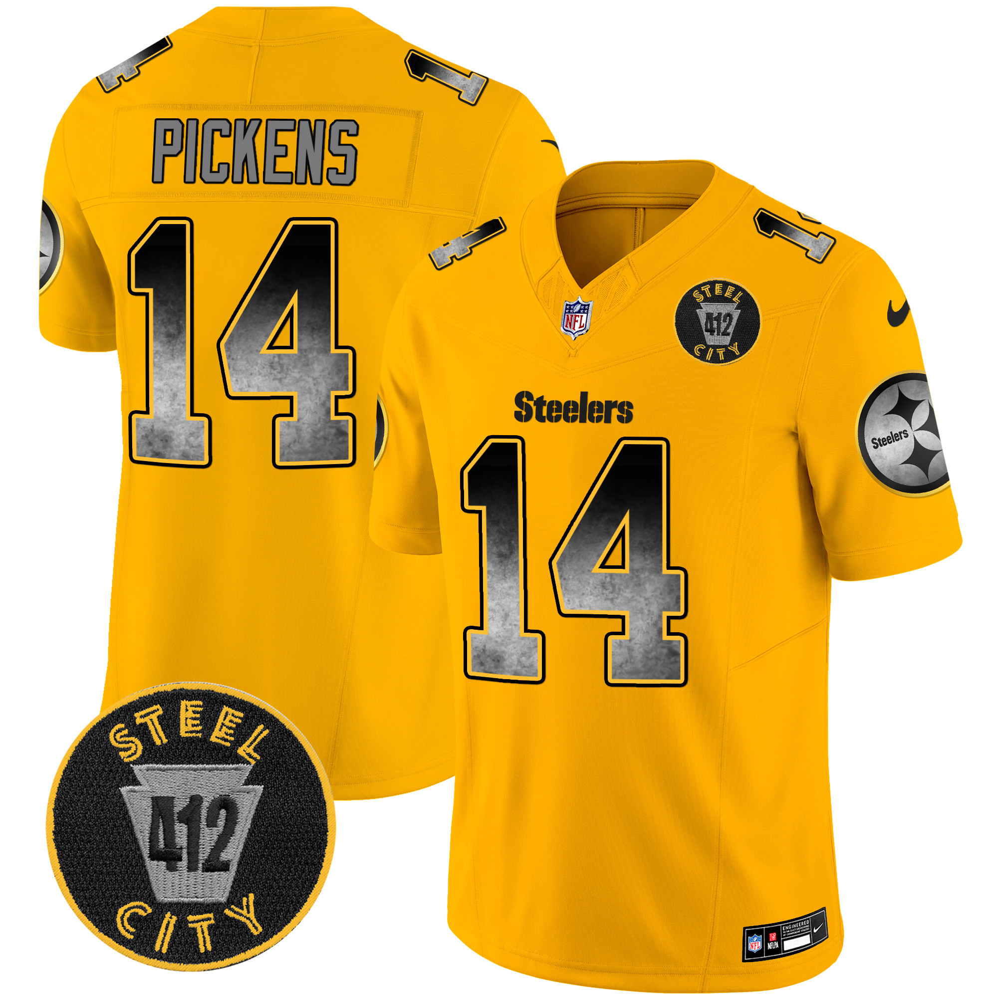 Men's Pittsburgh Steelers Arch Smoke 412 Patch Vapor Limited Jersey - All Stitched - Image 37