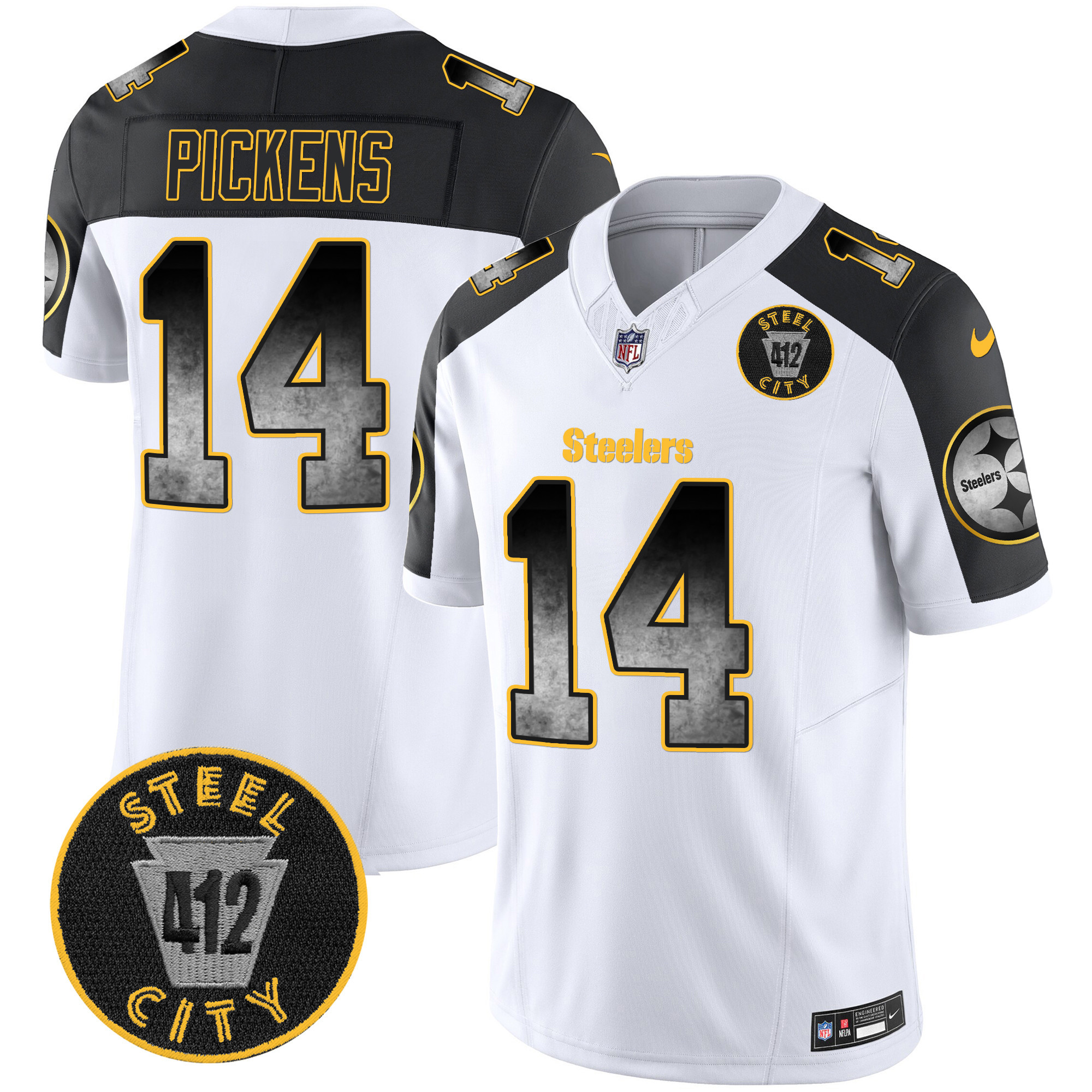 Men's Pittsburgh Steelers Arch Smoke 412 Patch Vapor Limited Jersey - All Stitched - Image 45