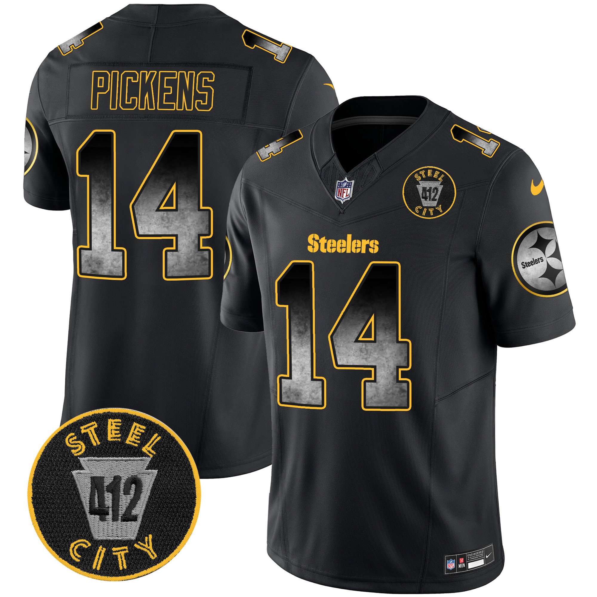 Men's Pittsburgh Steelers Arch Smoke 412 Patch Vapor Limited Jersey - All Stitched - Image 5
