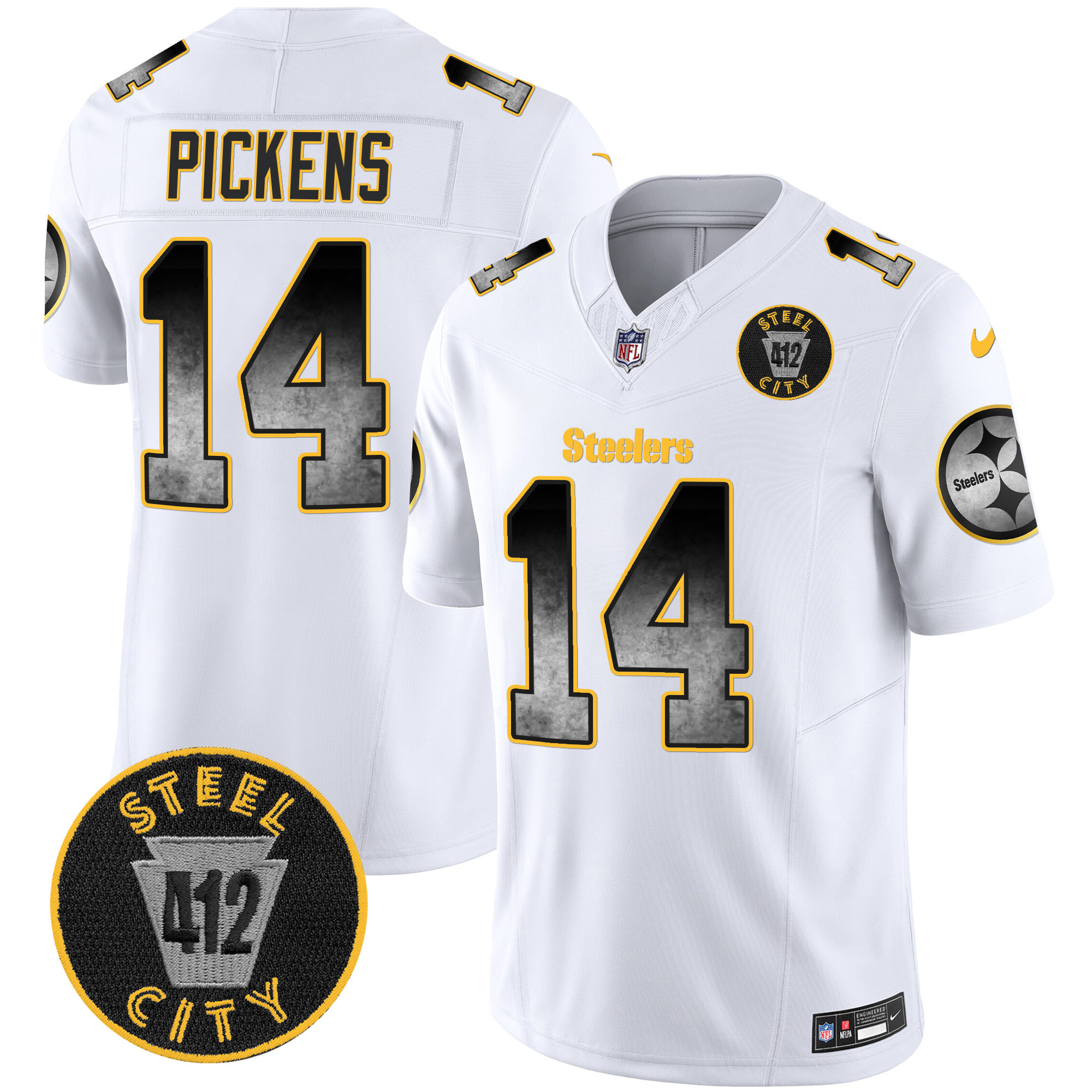 Men's Pittsburgh Steelers Arch Smoke 412 Patch Vapor Limited Jersey - All Stitched - Image 21