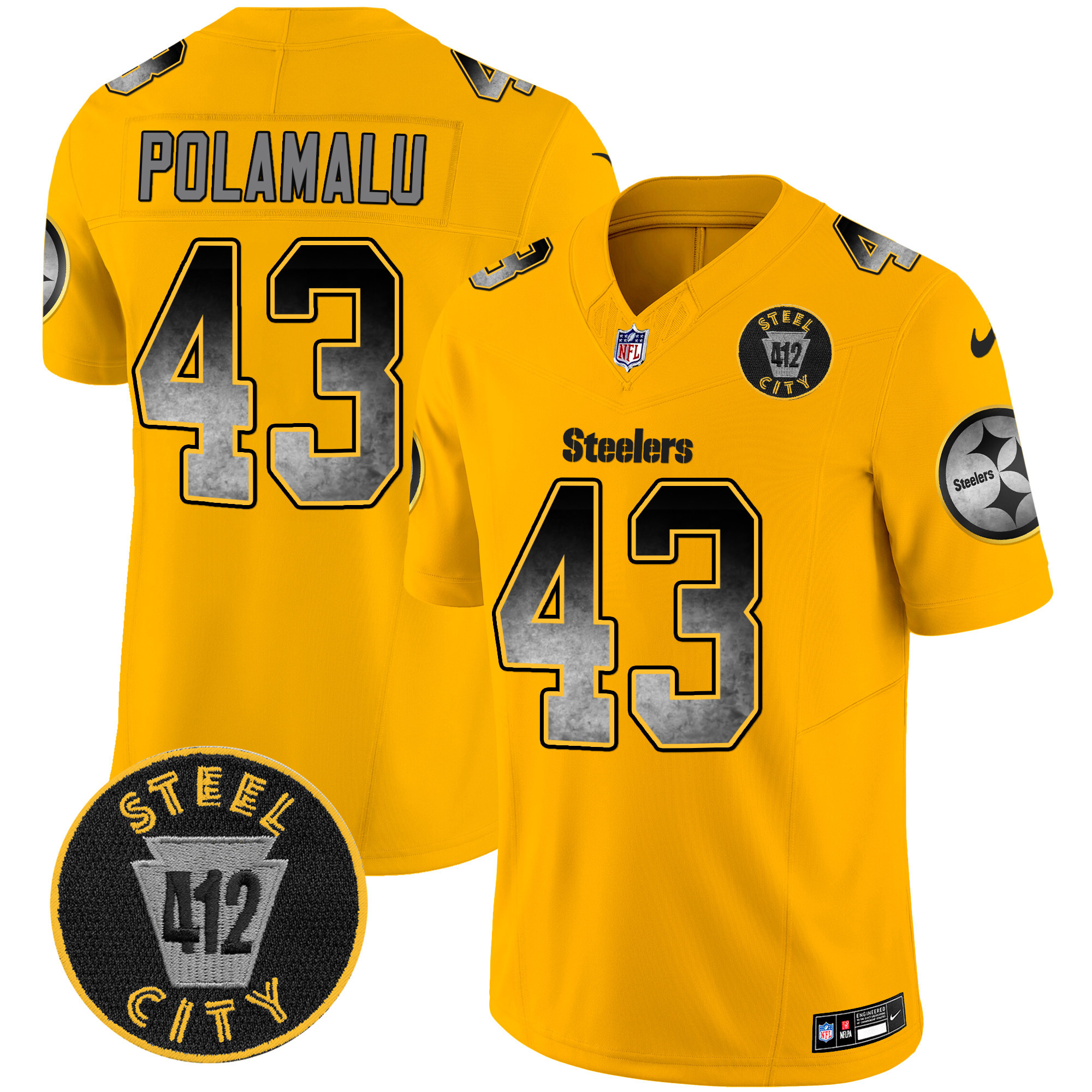 Men's Pittsburgh Steelers Arch Smoke 412 Patch Vapor Limited Jersey - All Stitched - Image 39