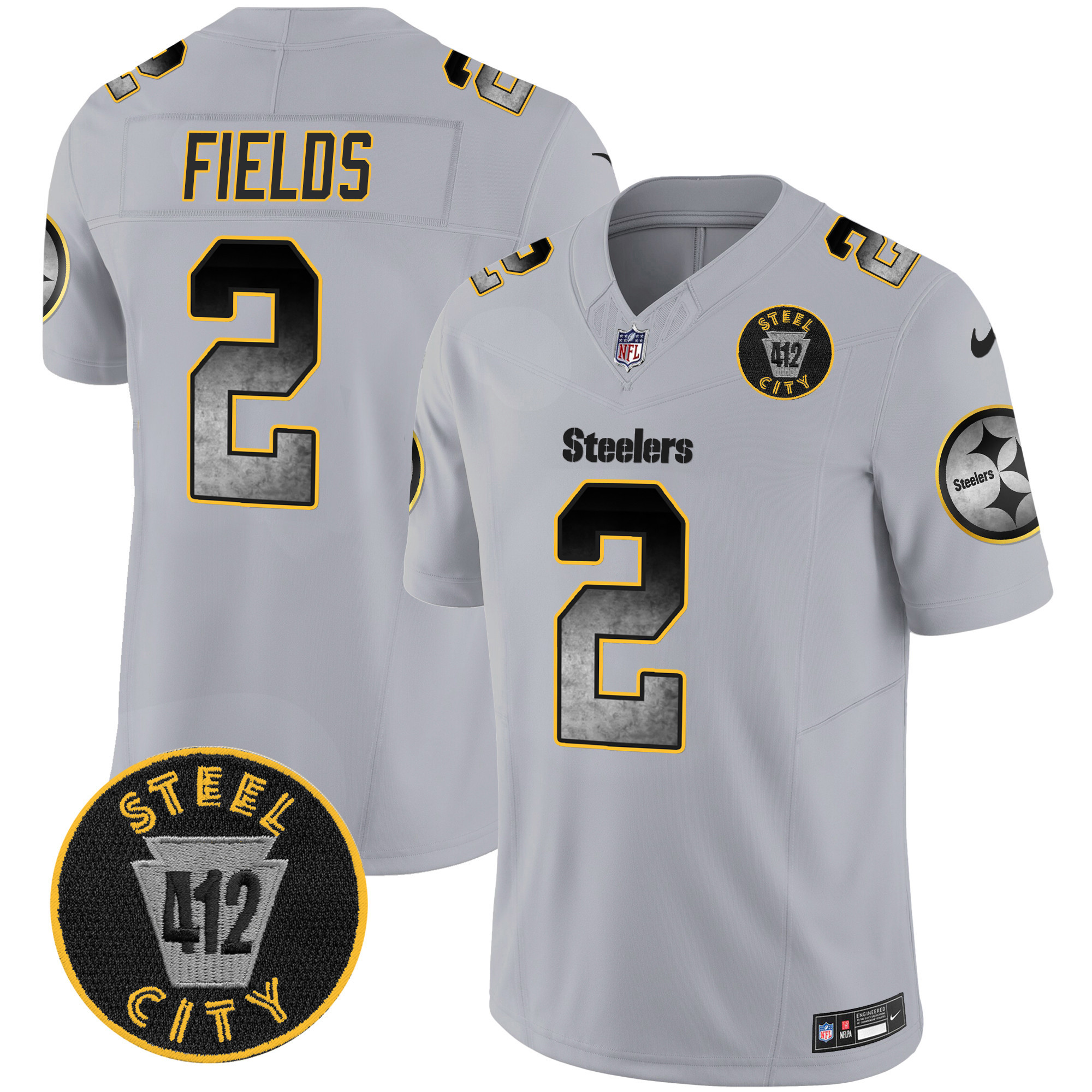 Men's Pittsburgh Steelers Arch Smoke 412 Patch Vapor Limited Jersey - All Stitched - Image 26