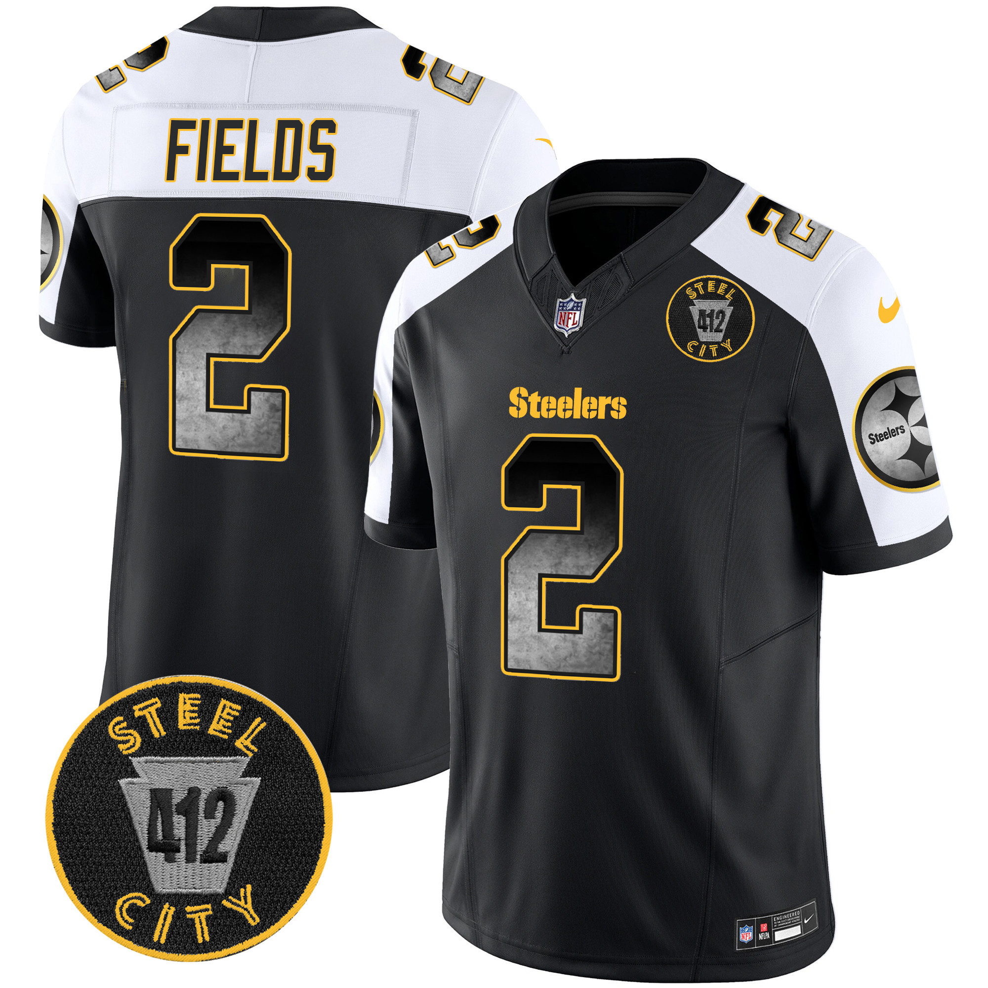 Men's Pittsburgh Steelers Arch Smoke 412 Patch Vapor Limited Jersey - All Stitched - Image 10