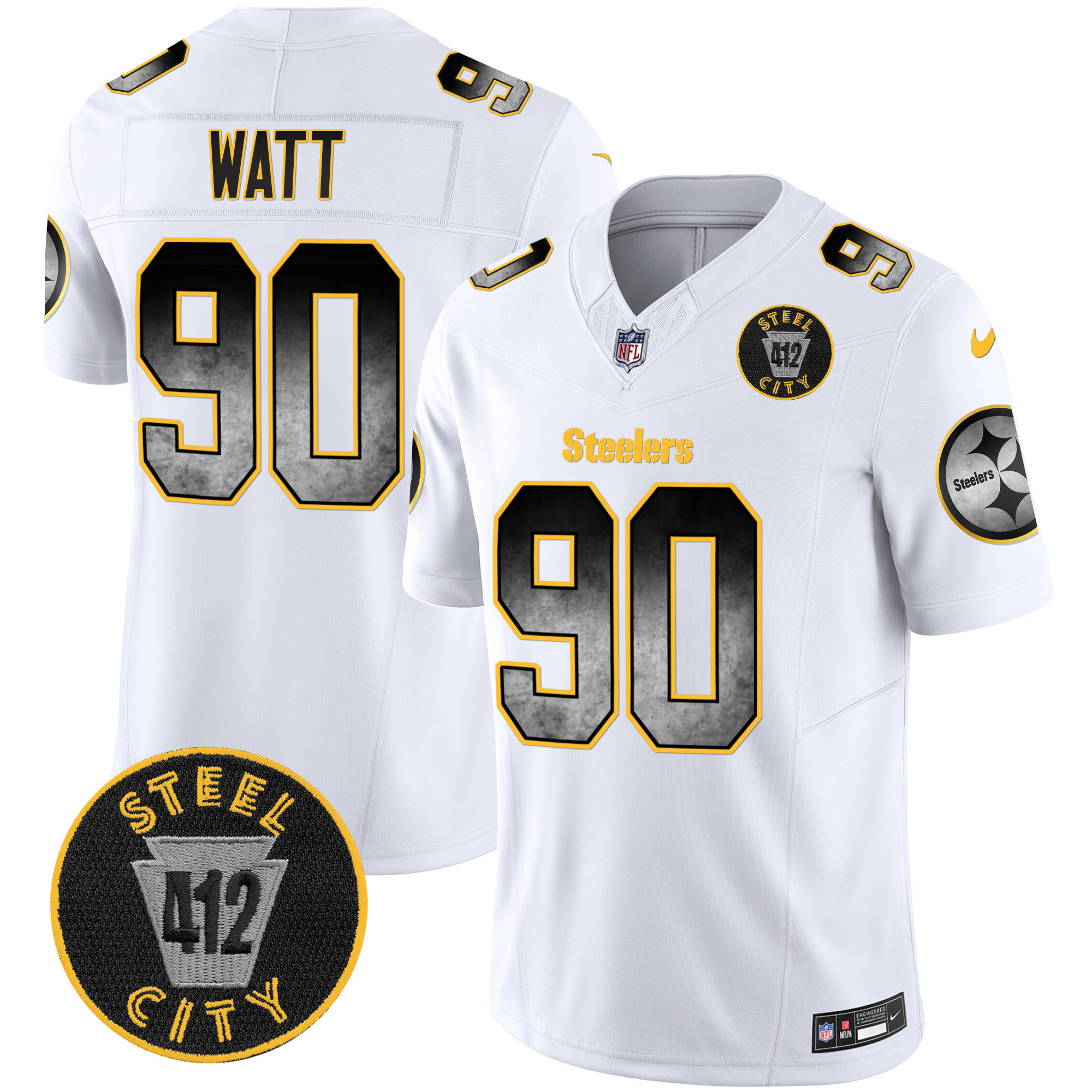 Men's Pittsburgh Steelers Arch Smoke 412 Patch Vapor Limited Jersey - All Stitched - Image 19