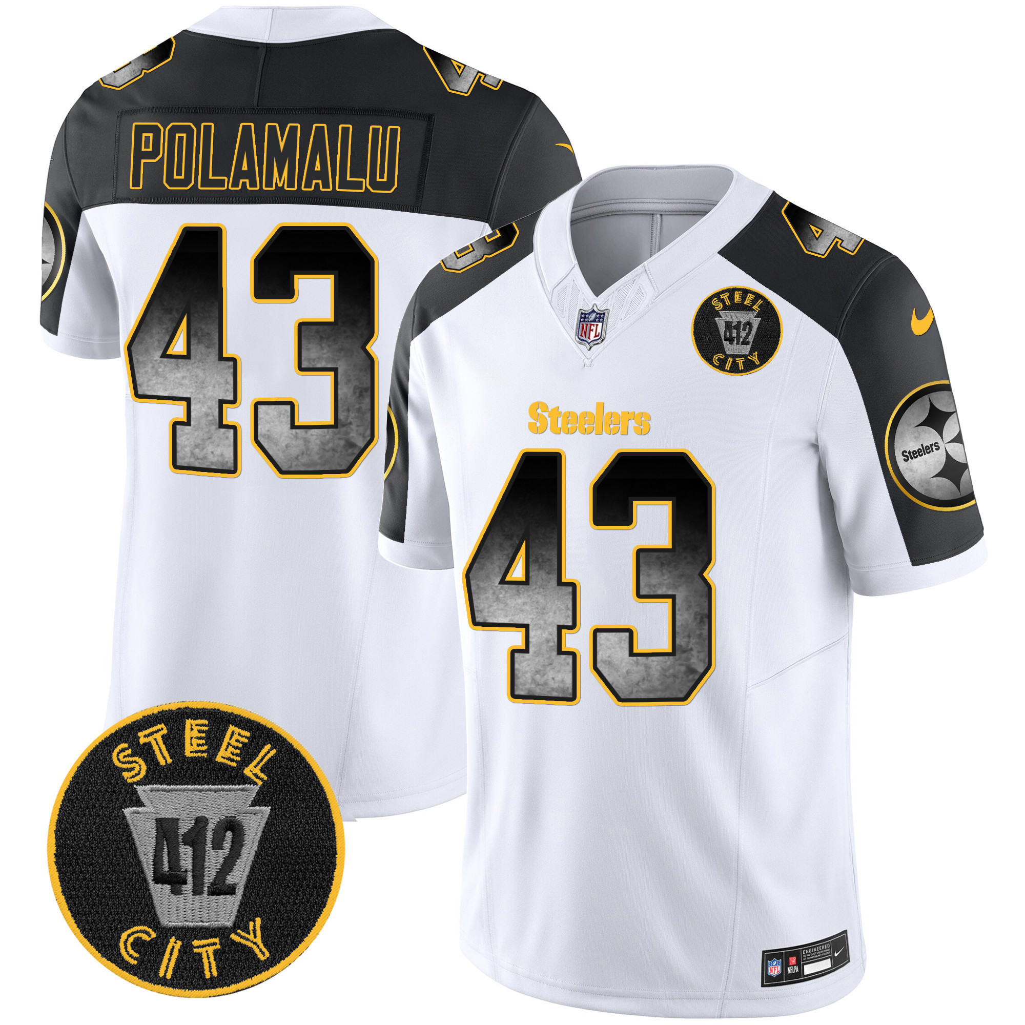 Men's Pittsburgh Steelers Arch Smoke 412 Patch Vapor Limited Jersey - All Stitched - Image 47