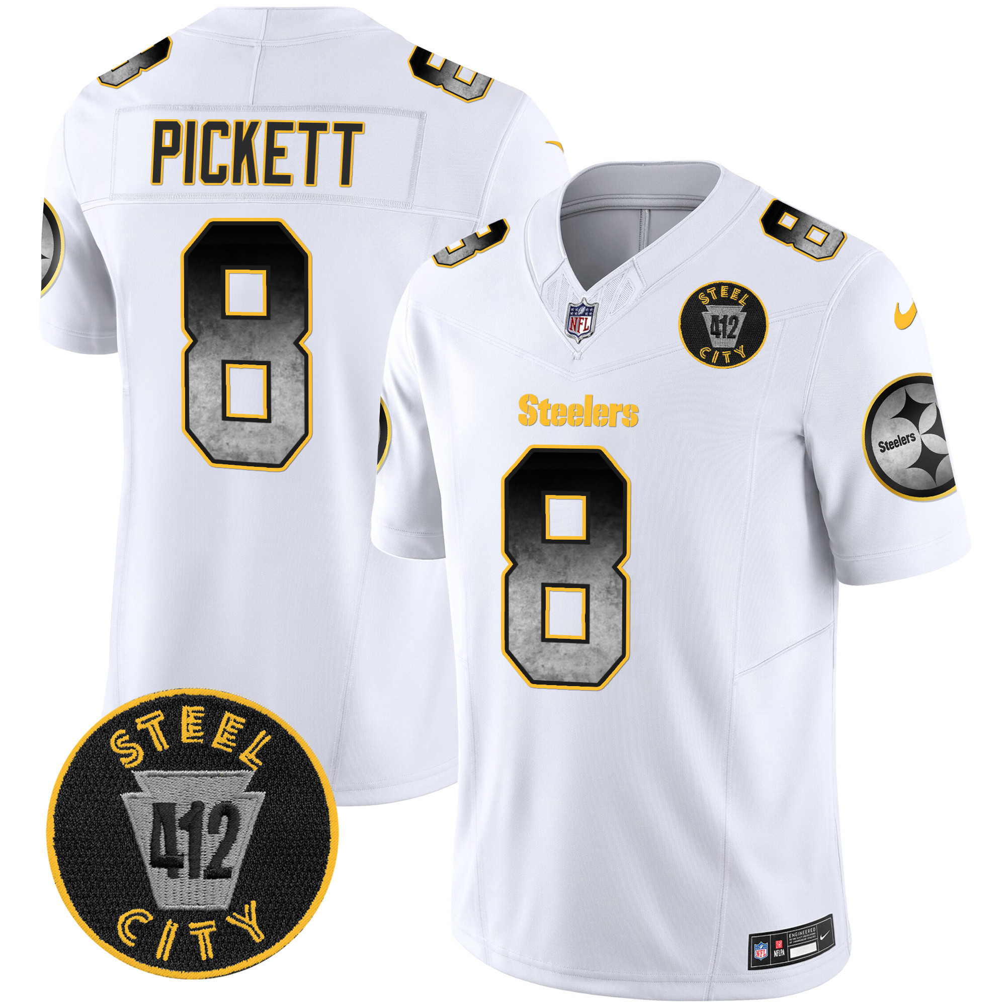 Men's Pittsburgh Steelers Arch Smoke 412 Patch Vapor Limited Jersey - All Stitched - Image 20
