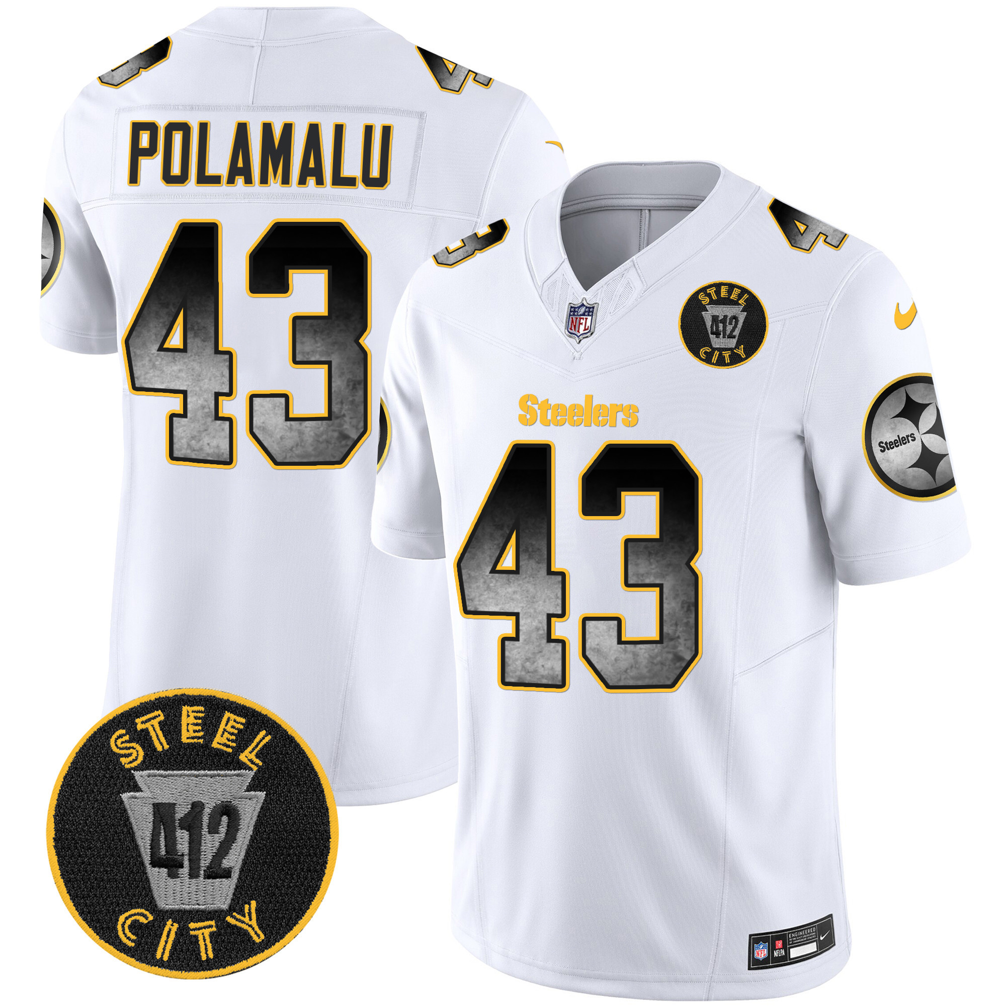 Men's Pittsburgh Steelers Arch Smoke 412 Patch Vapor Limited Jersey - All Stitched - Image 23