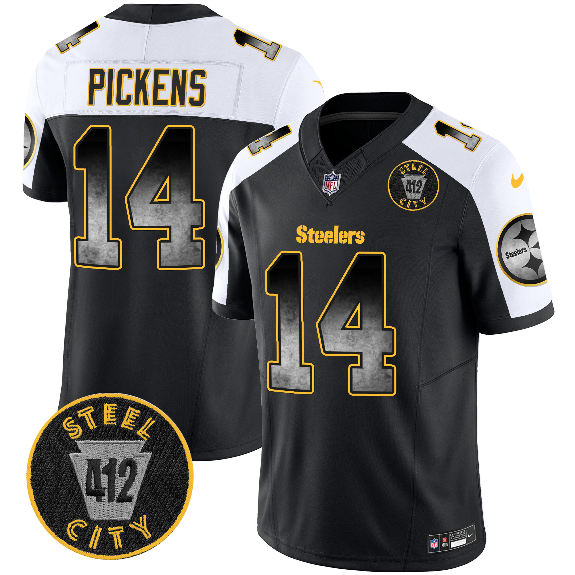 Men's Pittsburgh Steelers Arch Smoke 412 Patch Vapor Limited Jersey - All Stitched - Image 13